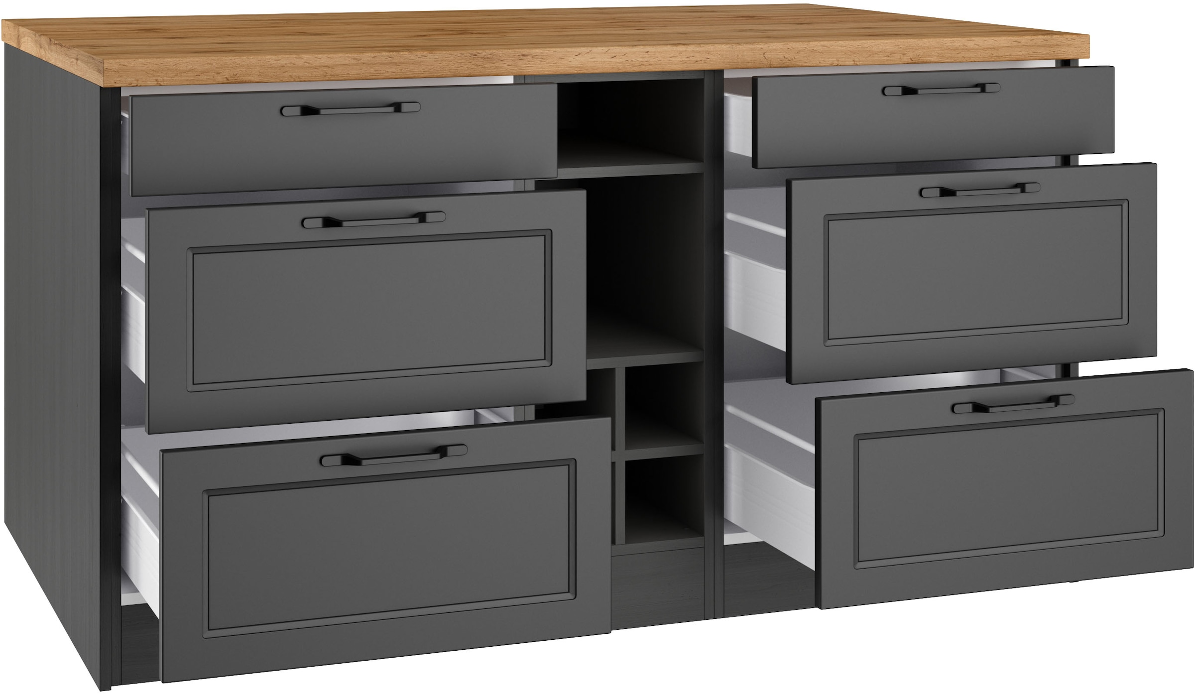 KOCHSTATION Ilot de cuisine »KS-Lana, Breite 153 cm« façades MDF, plan de travail épaisseur 38mm