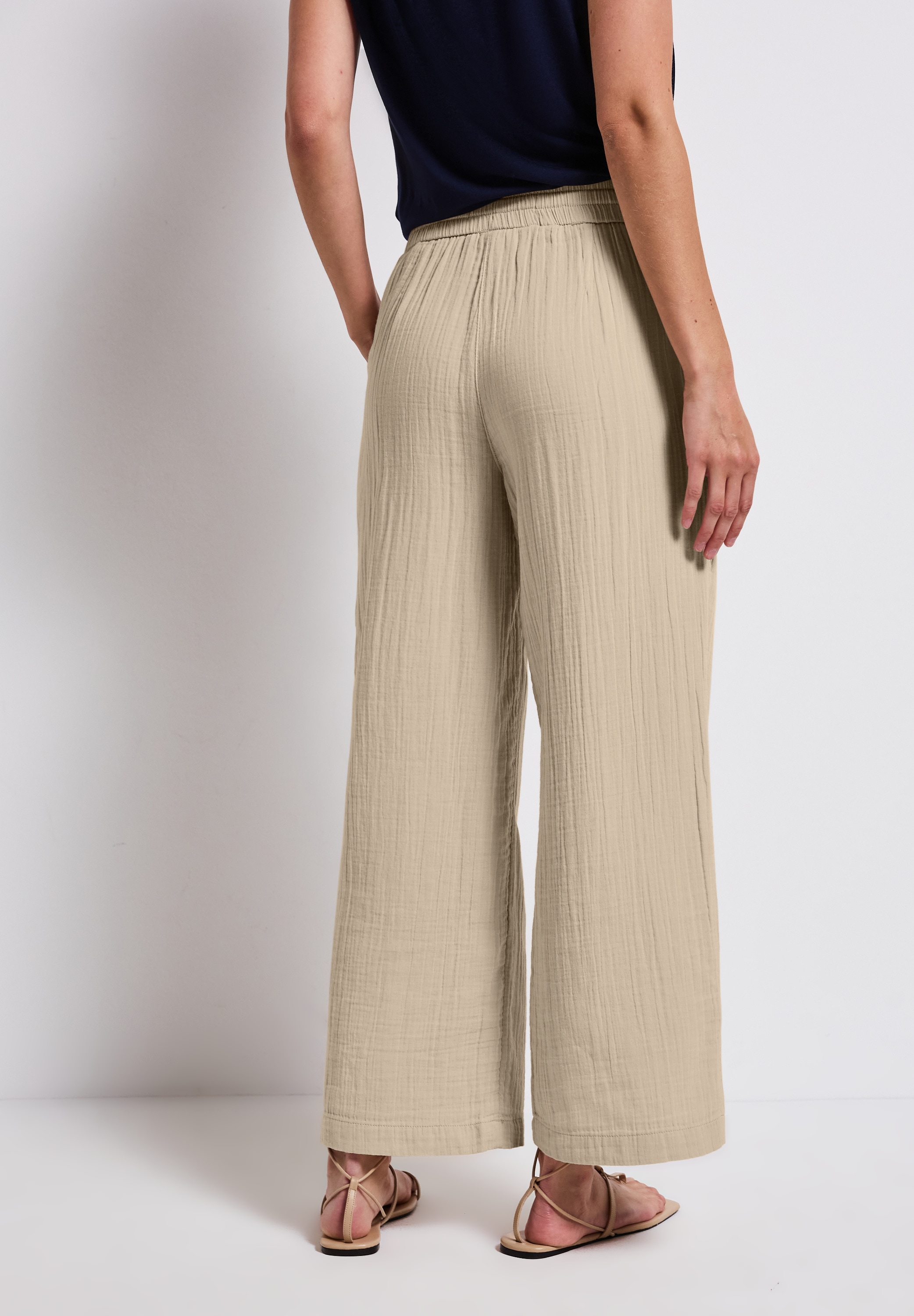 STREET ONE Pantalon en tissu  Sommerhose mit elastischem Bund und Tunnelzug, im Musselin-Look