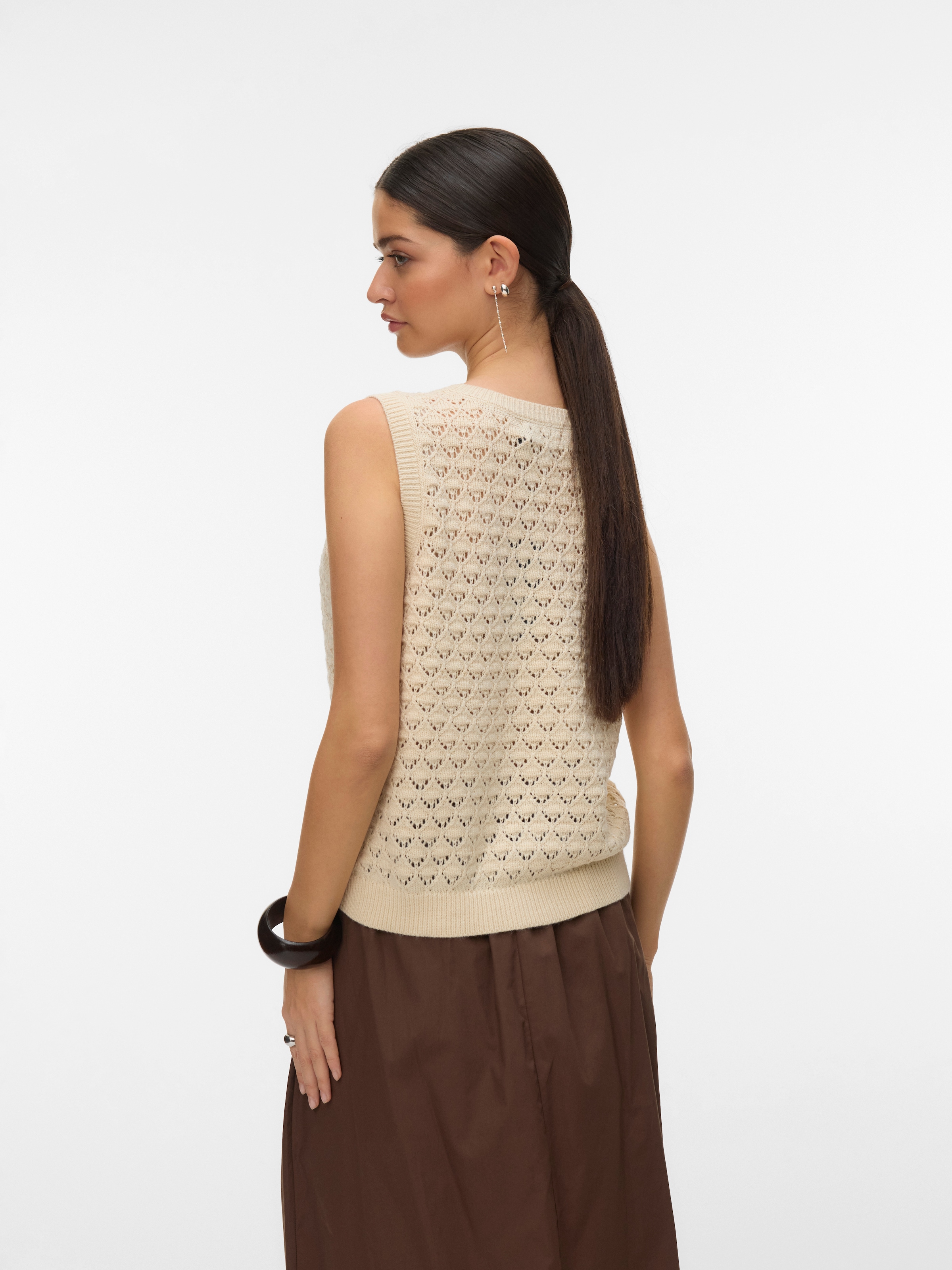 Vero Moda Stricktop »VMJAQUELINE SL O-NECK TOP BOO« mit zartem Ajourmuster