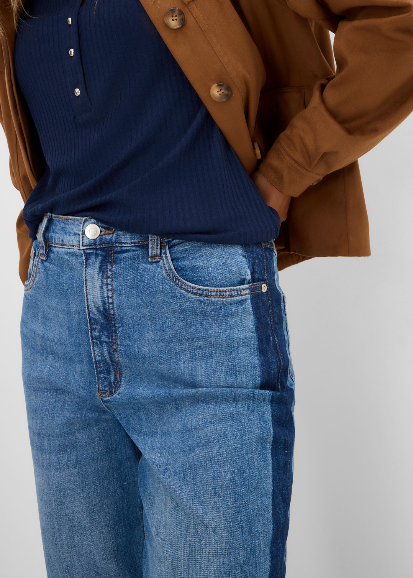 bonprix Jeans mom Taille haute, longueur raccourcie, coupe ample, en coton et élasthanne