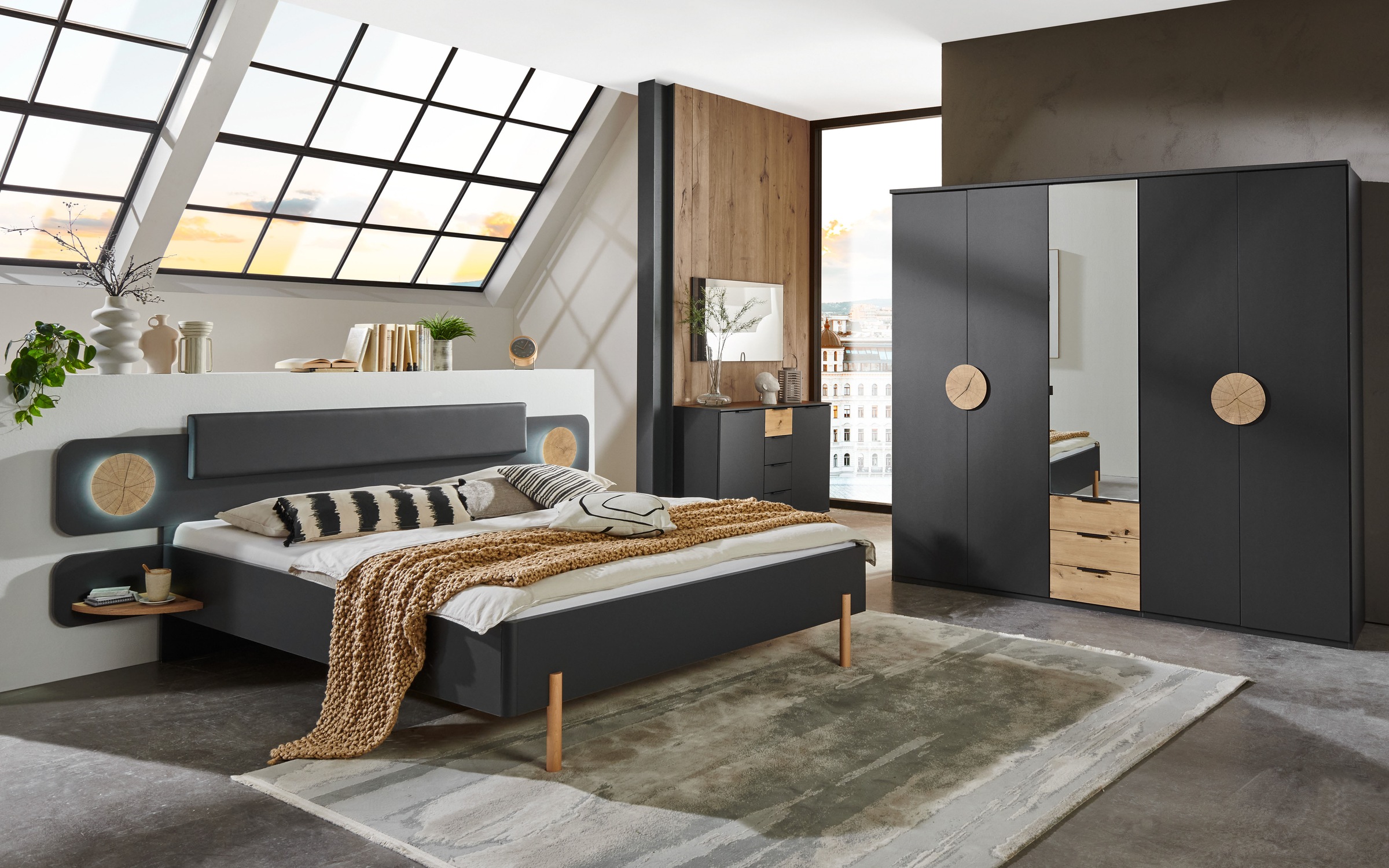 Wimex Drehtürenschrank »Toscana« Mit attraktiven Griffscheiben in Vollholzoptik, 225 oder 270cm breit