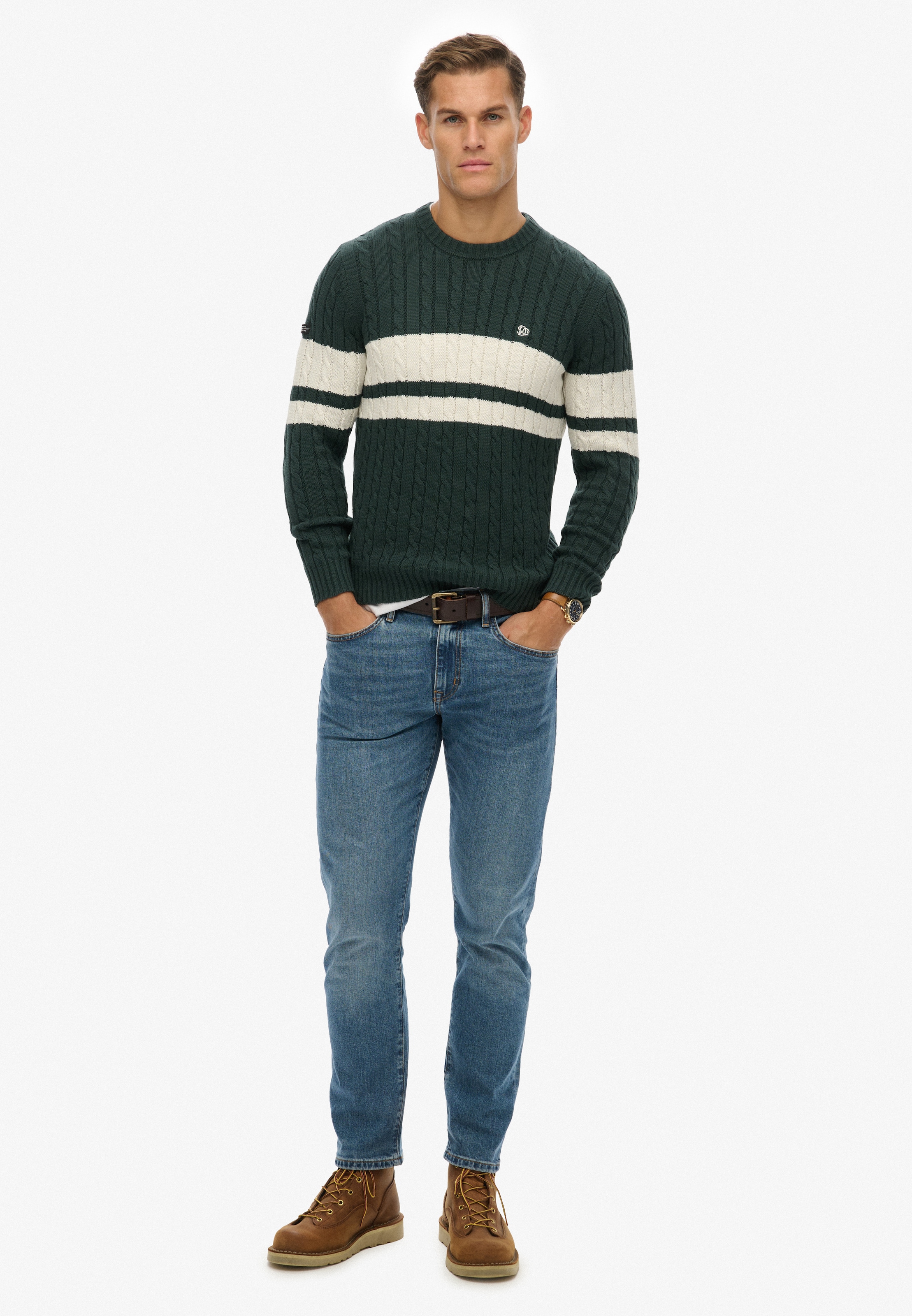 Superdry Pull en tricot »Cotton Stripe Cable Jumper«