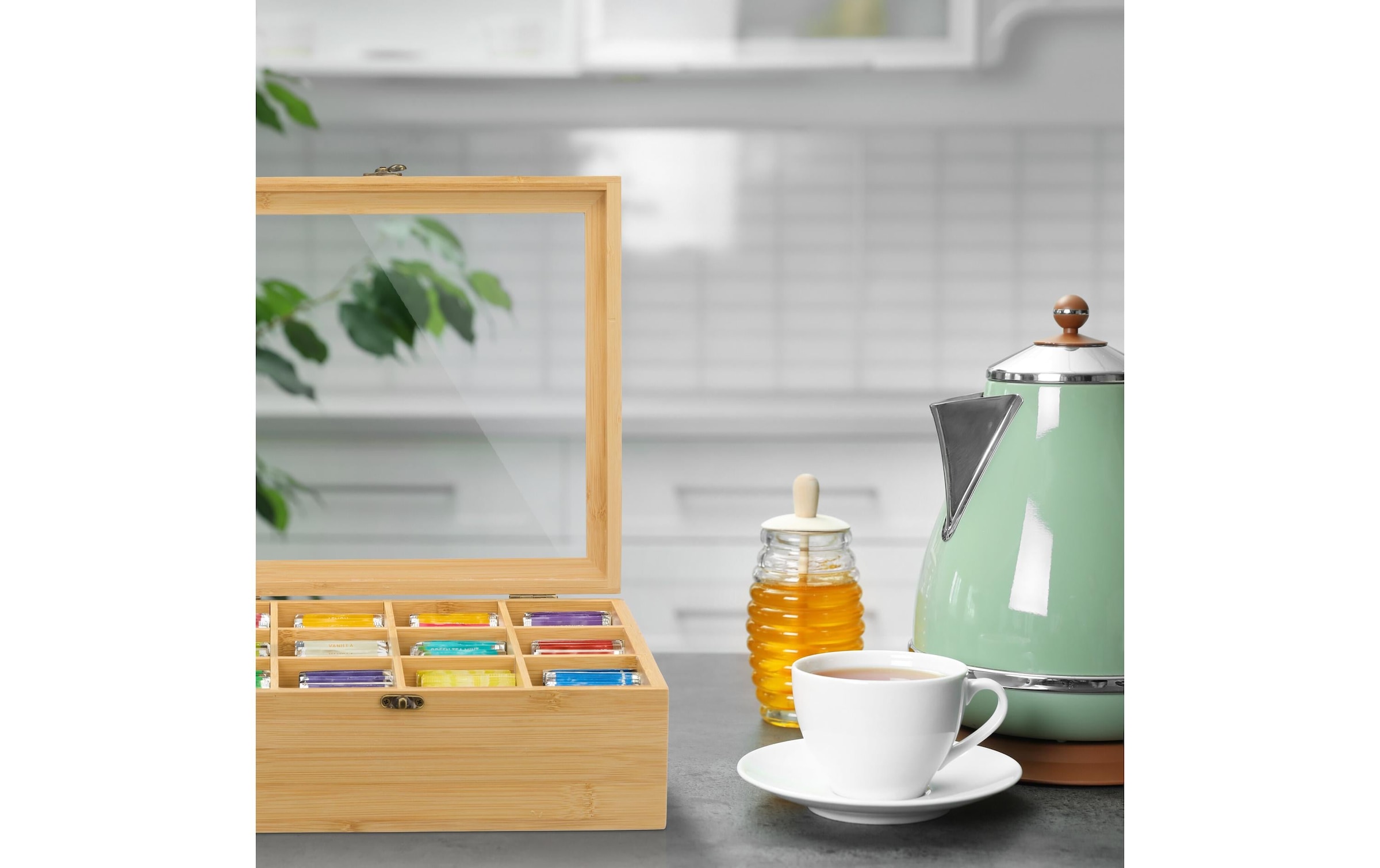 relaxdays Teebox »mit 12 Fächern« 1 Stk. tlg.