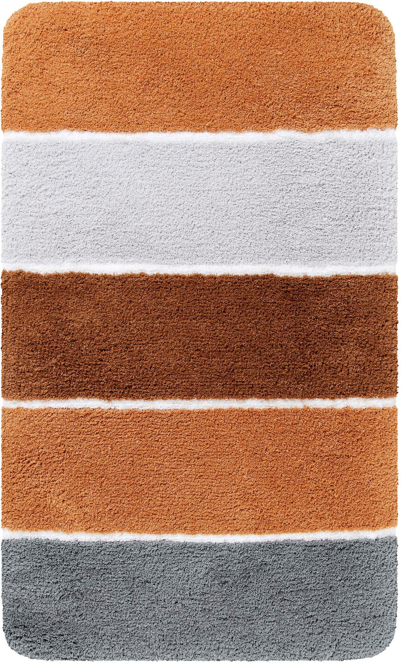 Homie Living Tapis de bain »Rio Marina« Höhe 30 mm revêtement antidérapant Séchage rapide | compatible chauffage au sol tapis de bain moelleux, rayé moderne, lavable, tapis de salle de bain