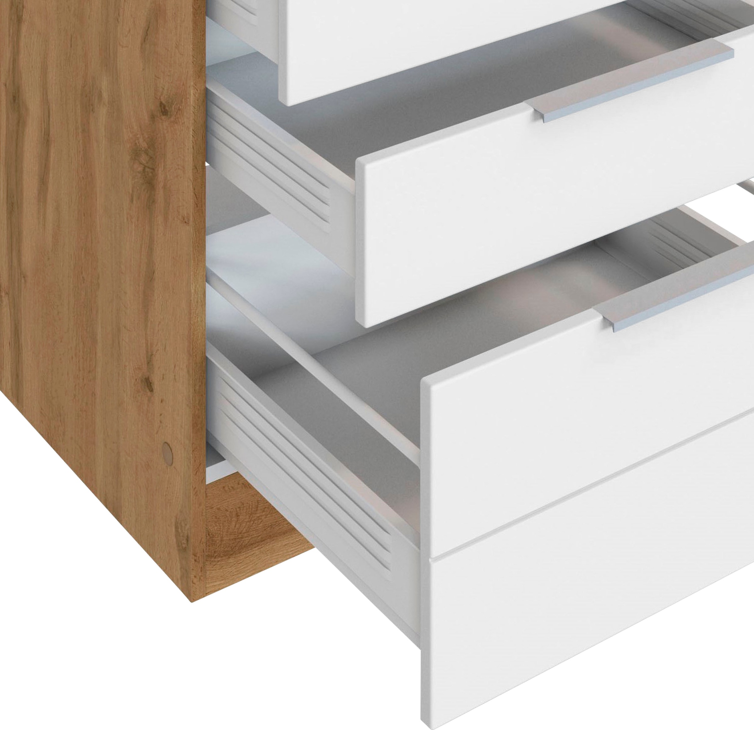 KOCHSTATION Armoire d'encastrement pour table de cuisson »KS-Luhe« 60 cm de large, façades MDF de haute qualité avec liseré horizontal