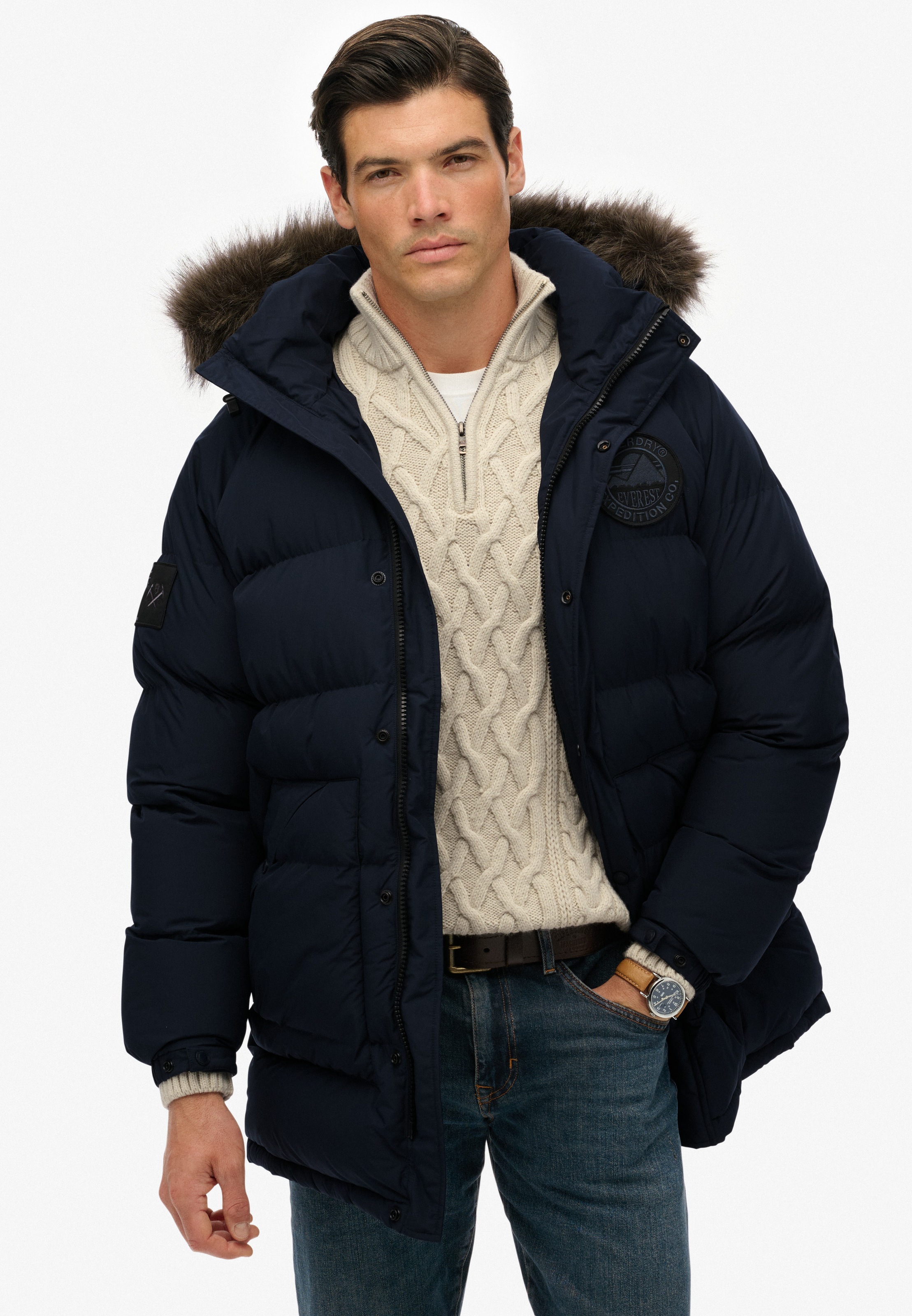 Superdry Veste matelassée »EVEREST LONGLINE BAFFLED PARKA« mit Kapuze