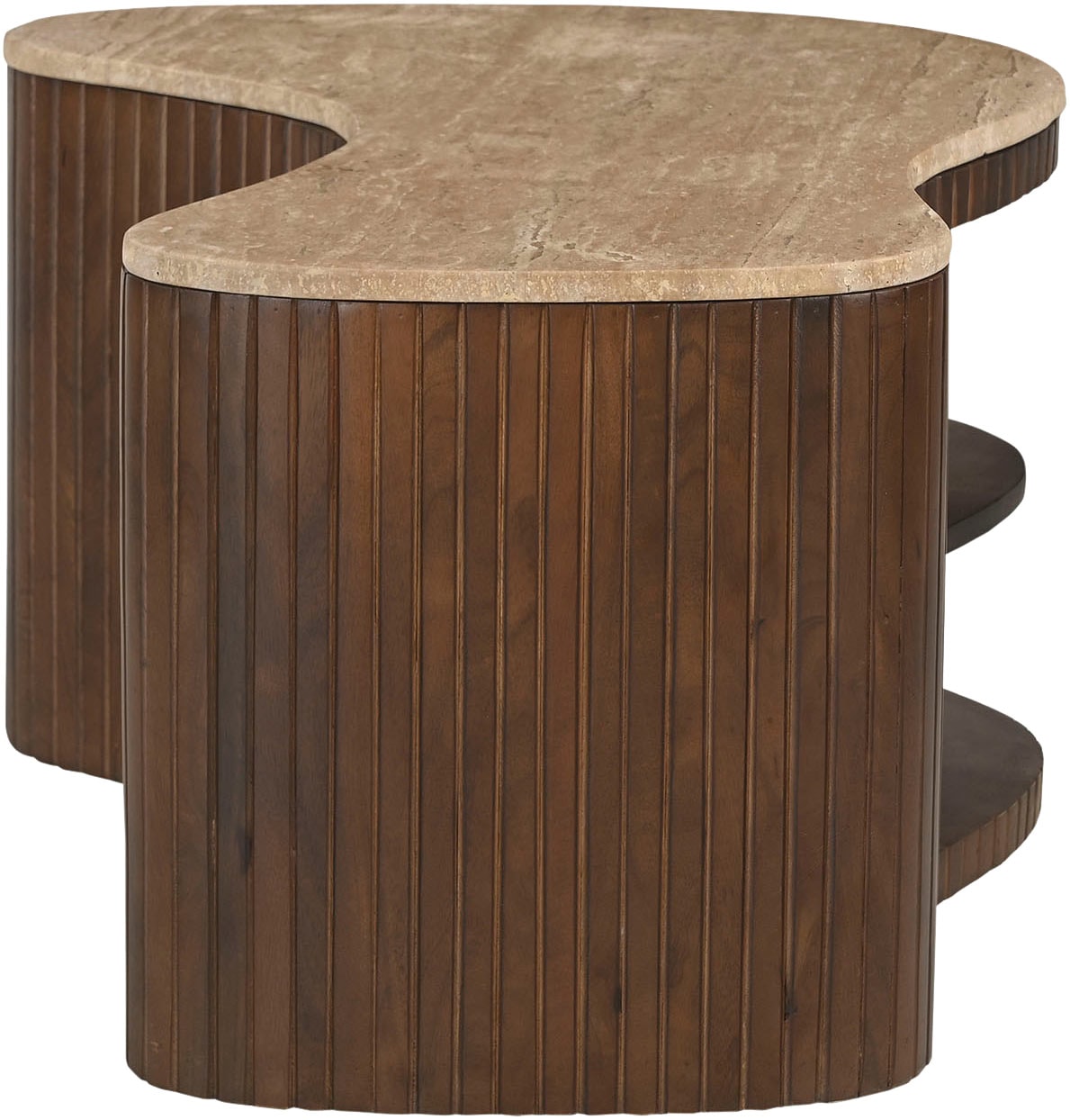 SIT Tableau TV »Dallas aus Mango massiv mit Lamellenfront & 2 offenen Fächern« 1 cuis tlg. 2 en 1 en tant que meuble TV ou table basse avec façade à lattes