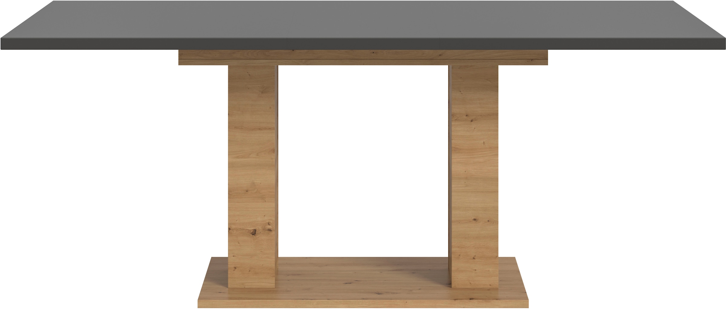 Home affaire Esstisch »Motus, ausziehbar 150 -190 cm, inklusive 40 cm Einlegeplatte« Set, 1 Stk. tlg. Doppelsäulengestell mit Bodenplatte, Tisch, Esstisch, Küche