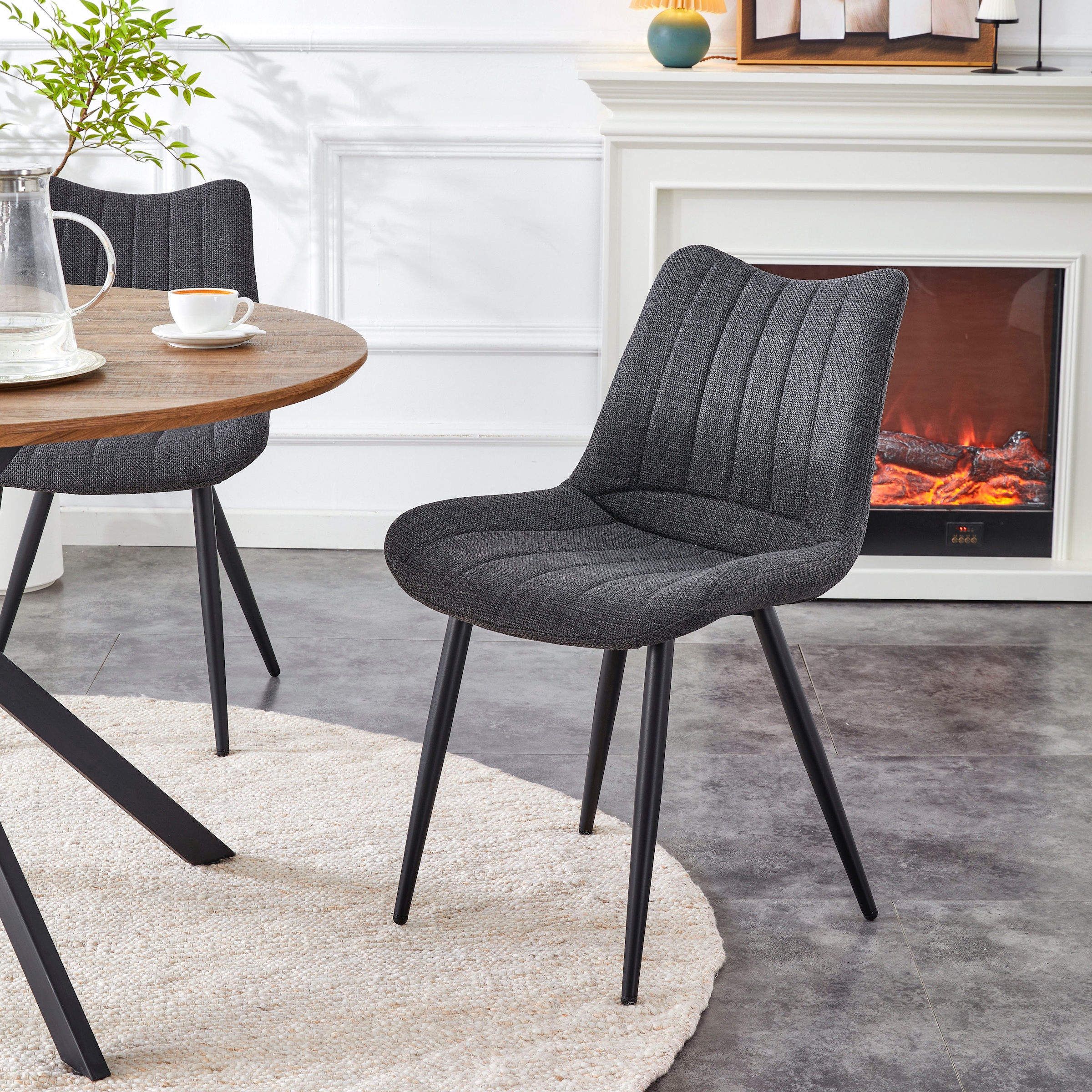 Home affaire Chaise de salle à manger »DAWSON, 2er Set, mit Metallgestell in matt schwarz« (Set) 2 cuisin verschiedenen Farben, Belsatbarkeit pro Stuhl 120 kg, mit Griffloch