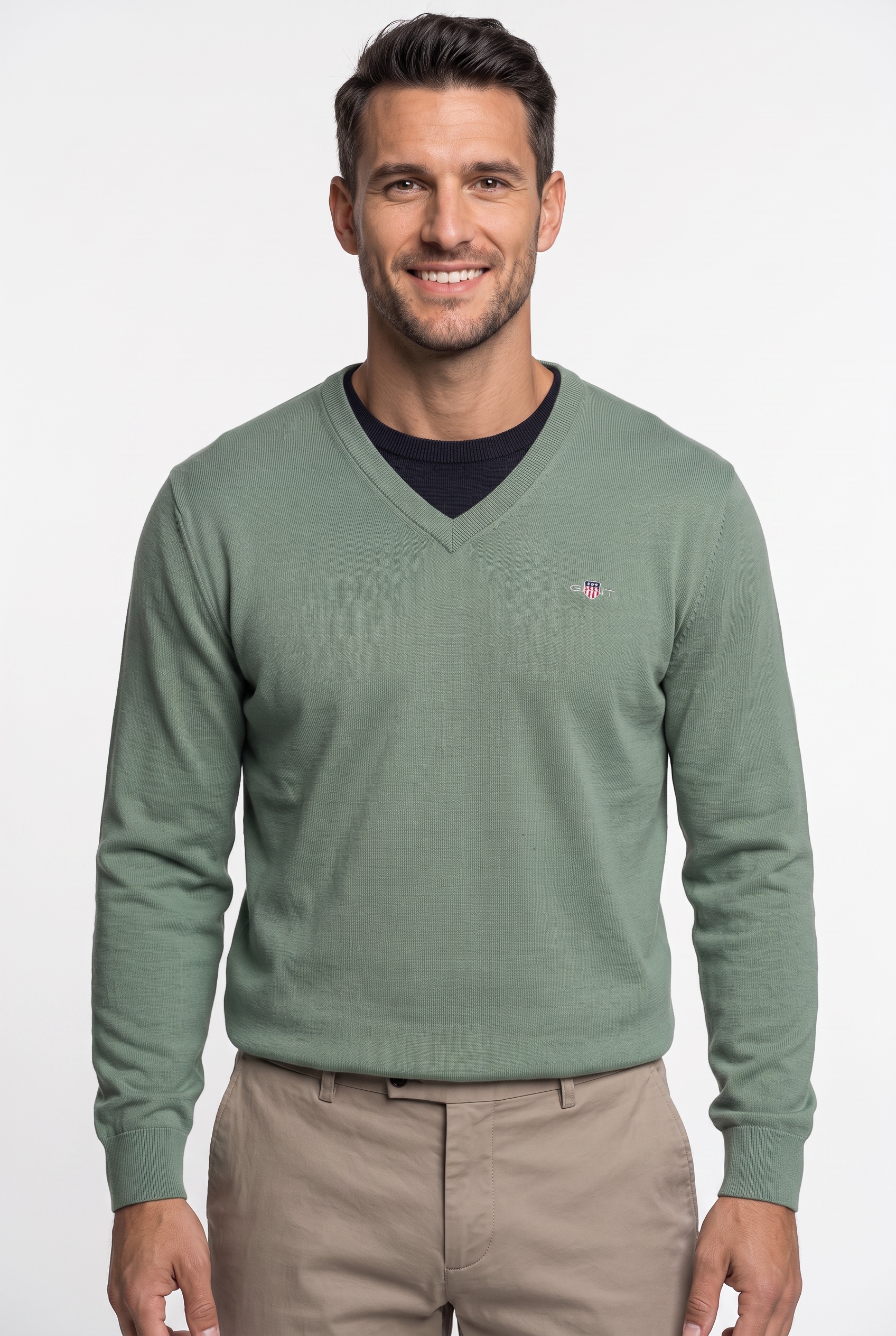 Gant Pull col V »CLASSIC COTTON V-NECK« coupe régulière avec col en V