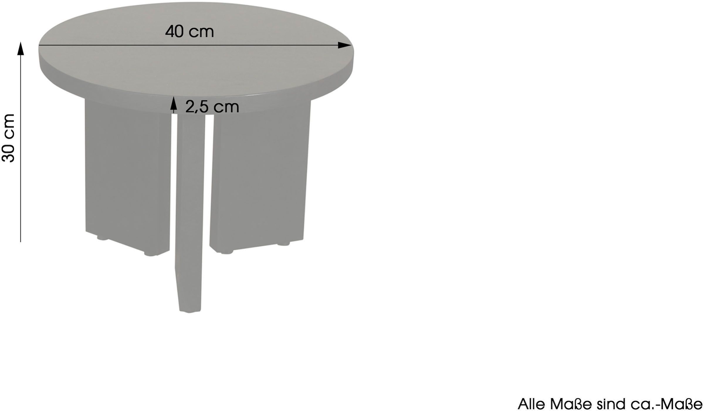 byLIVING Couchtisch »Round« 1 Stk. tlg. aus 2,5cm starkem Massivholz schwarz, einzeln oder im Set stellbar