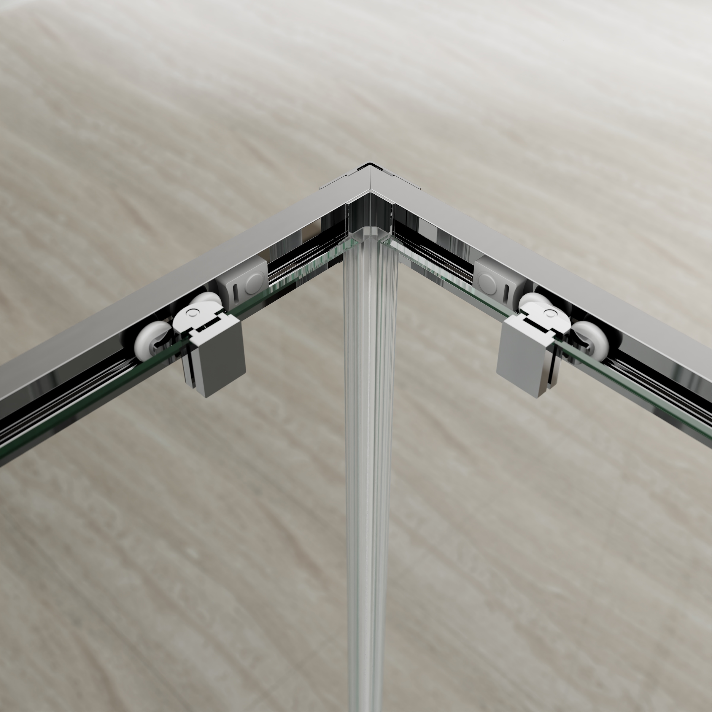welltime Douche d'angle »New Trento« extra-haut 195cm, 6mm ESG, système de roulettes amélioré