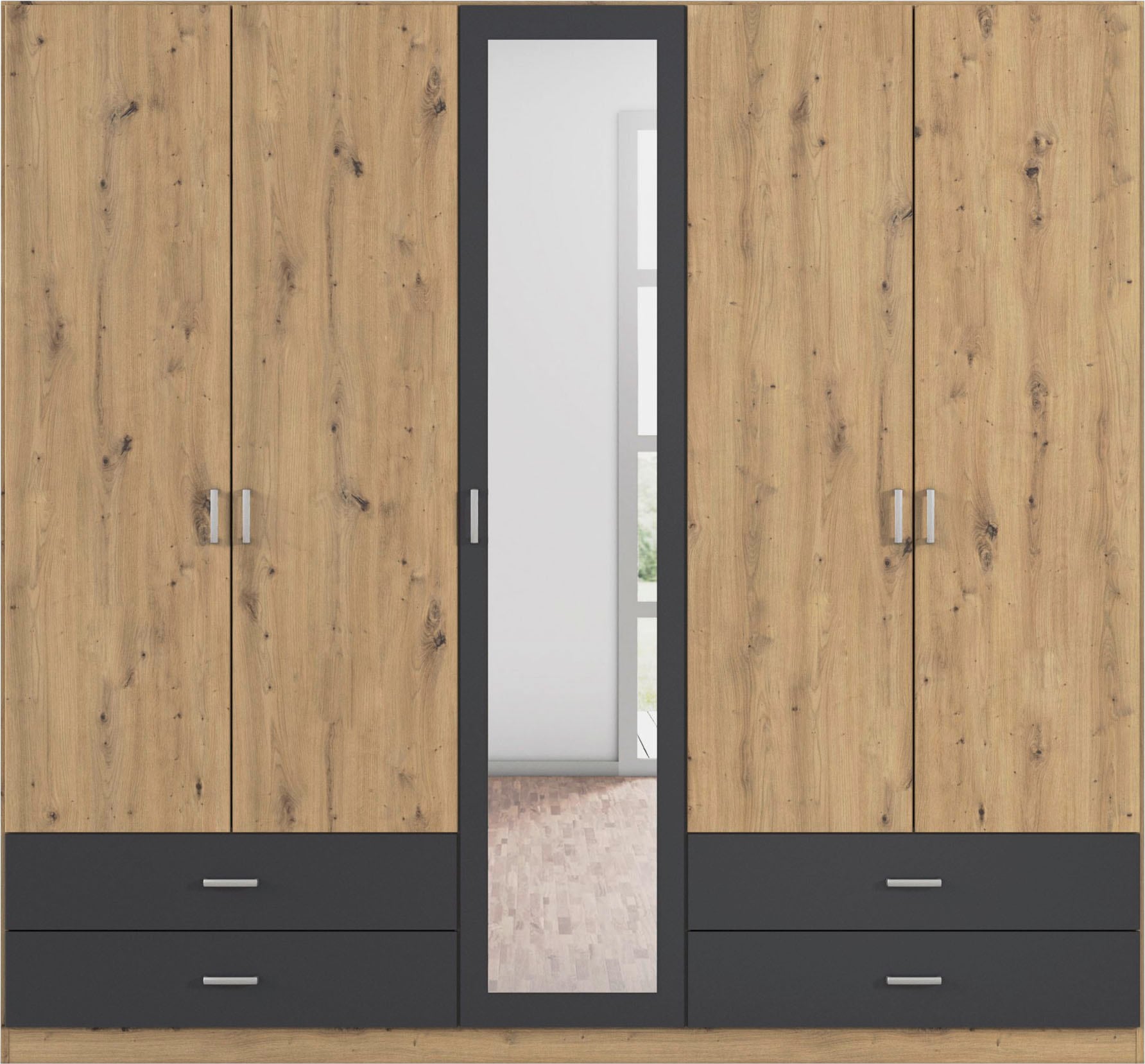 rauch Armoire à portes battantes »Kleiderschrank Schrank Garderobe Wäscheschrank BORBONA« Largeurs 226/271 cm, hauteur 210 cm,  disponible en 2 largeurs, avec miroir et de nombreuses combinaisons de couleurs FABRIQUÉ EN ALLEMAGNE