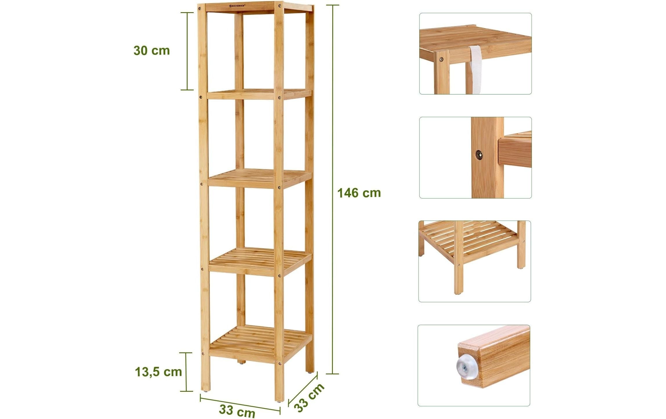 SONGMICS Regal »Songmics Bambus Standregal Braun«