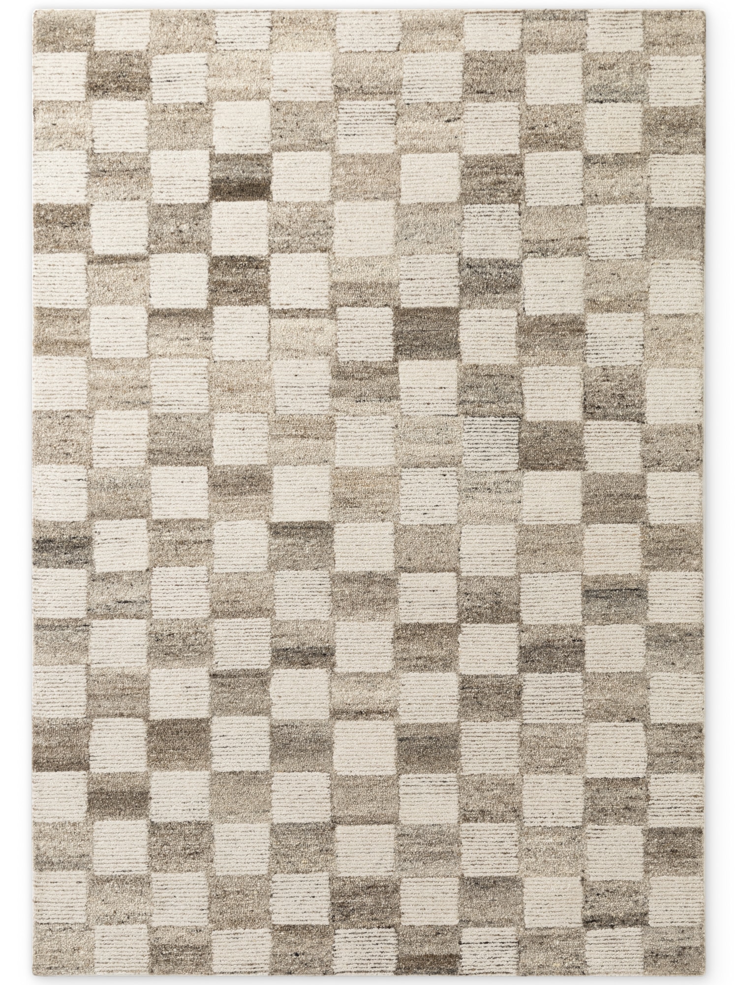 vikosa Tapis en laine »Quadra« Rectangulaire 15 mm Höhe Handgemacht, Kariert, Karo, Natur, Wolle, Wohnzimmer,Schlafzimmer