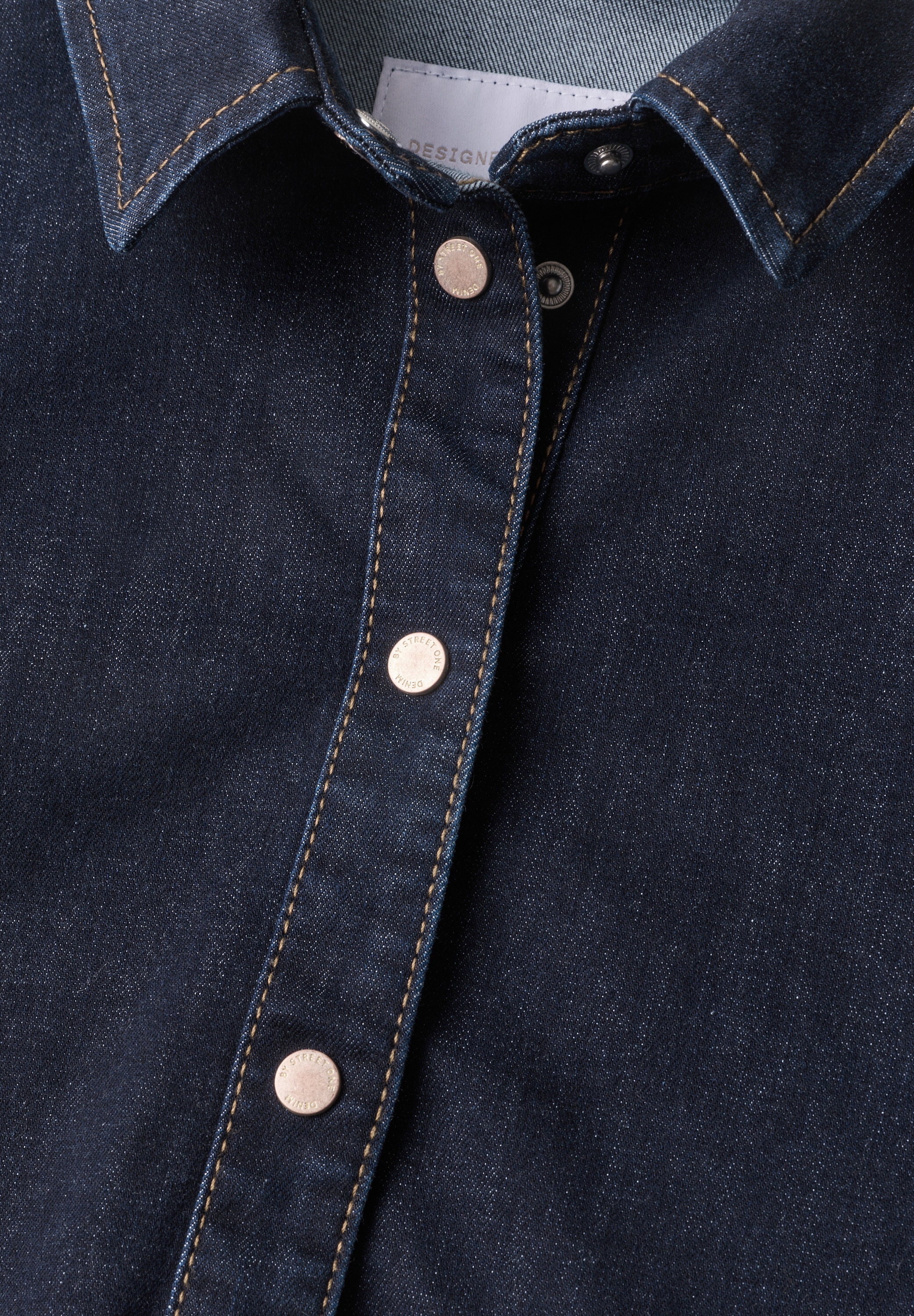 STREET ONE Blouse en jean Chemisier manches 3/4 avec patte de boutonnage