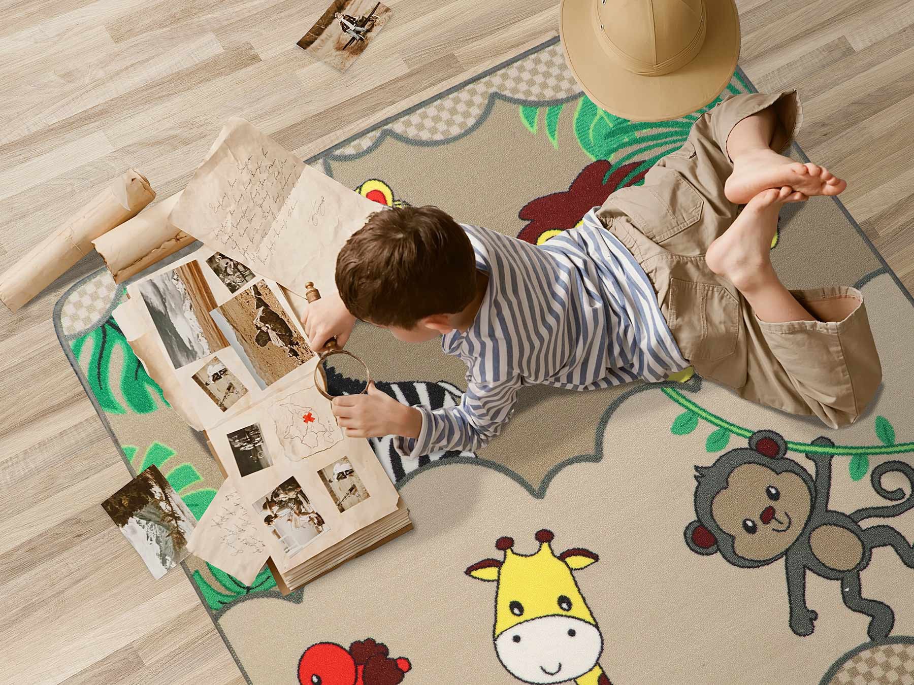 Primaflor-Ideen in Textil Kinderteppich »SAFARI, Made in Belgium« rechteckig 5 mm Höhe Motiv Tiere der Savanne, Kinderzimmer