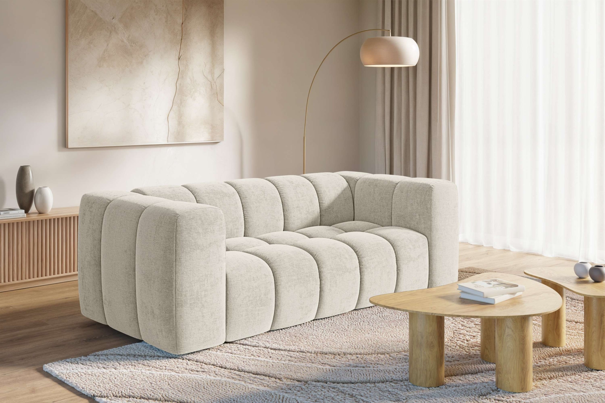 homsy by Ana Johnson 3-Sitzer »»L« BOUBELLE Design-Sofa, Bubble-Optik, Breite 217 cm« hoher Sitzkomfort dank Wellenunterfederung, L Sitztiefe 63 cm
