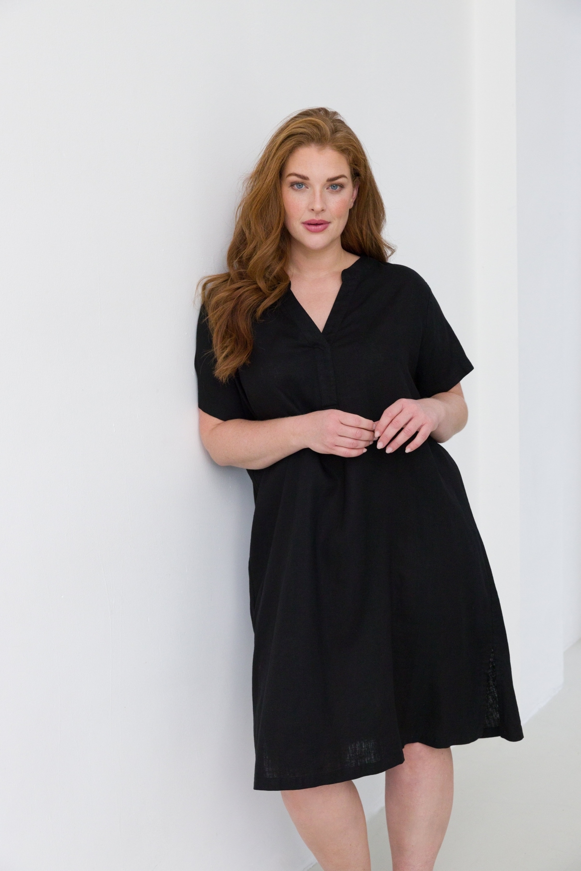 Base Level Curvy Robe tunique »Yacinthe« Sommerkleid mit Leinen