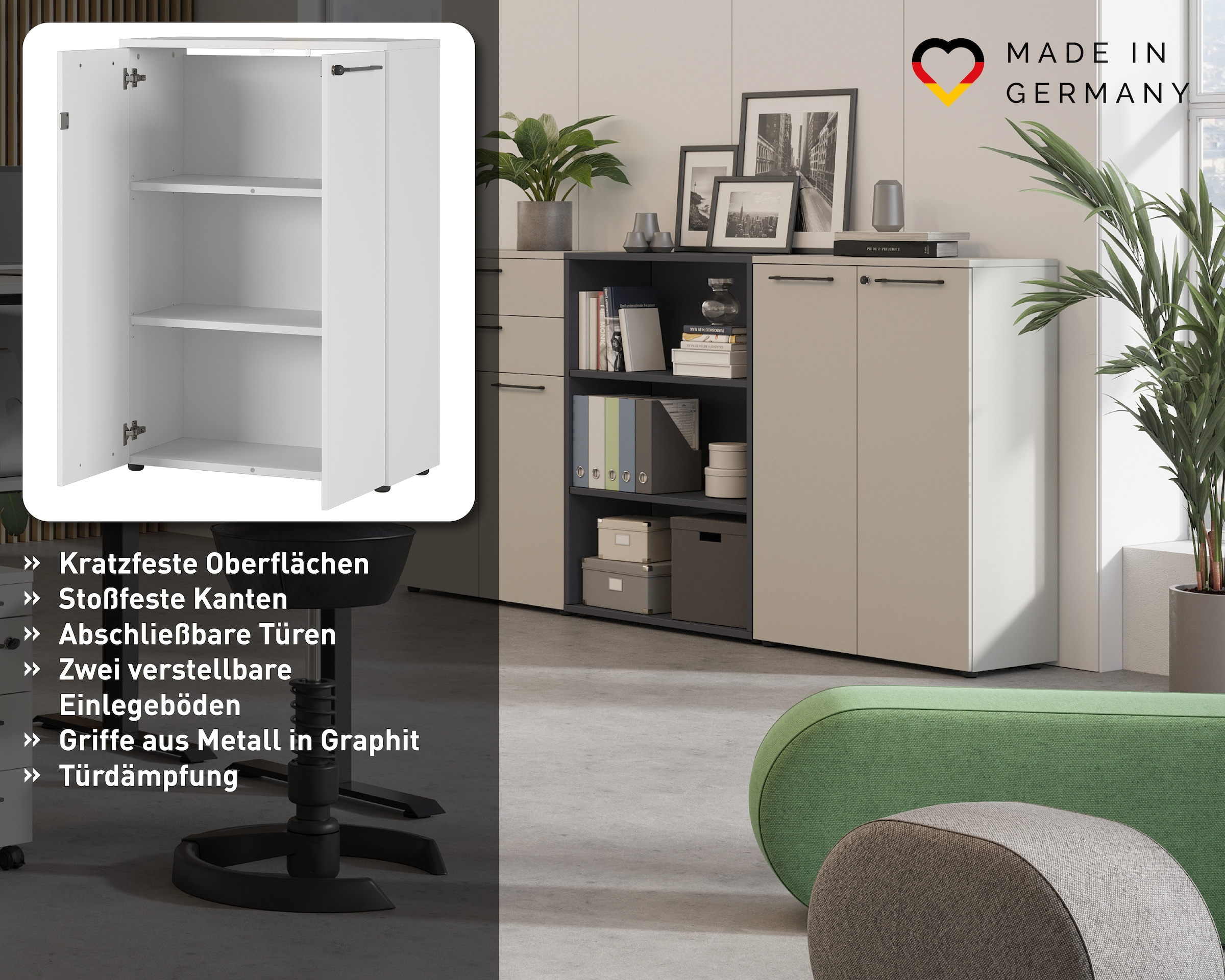 GERMANIA Armoire de classement »GW-Agenda« option avec tiroir, dimensions 80x120 cm, Made in Germany