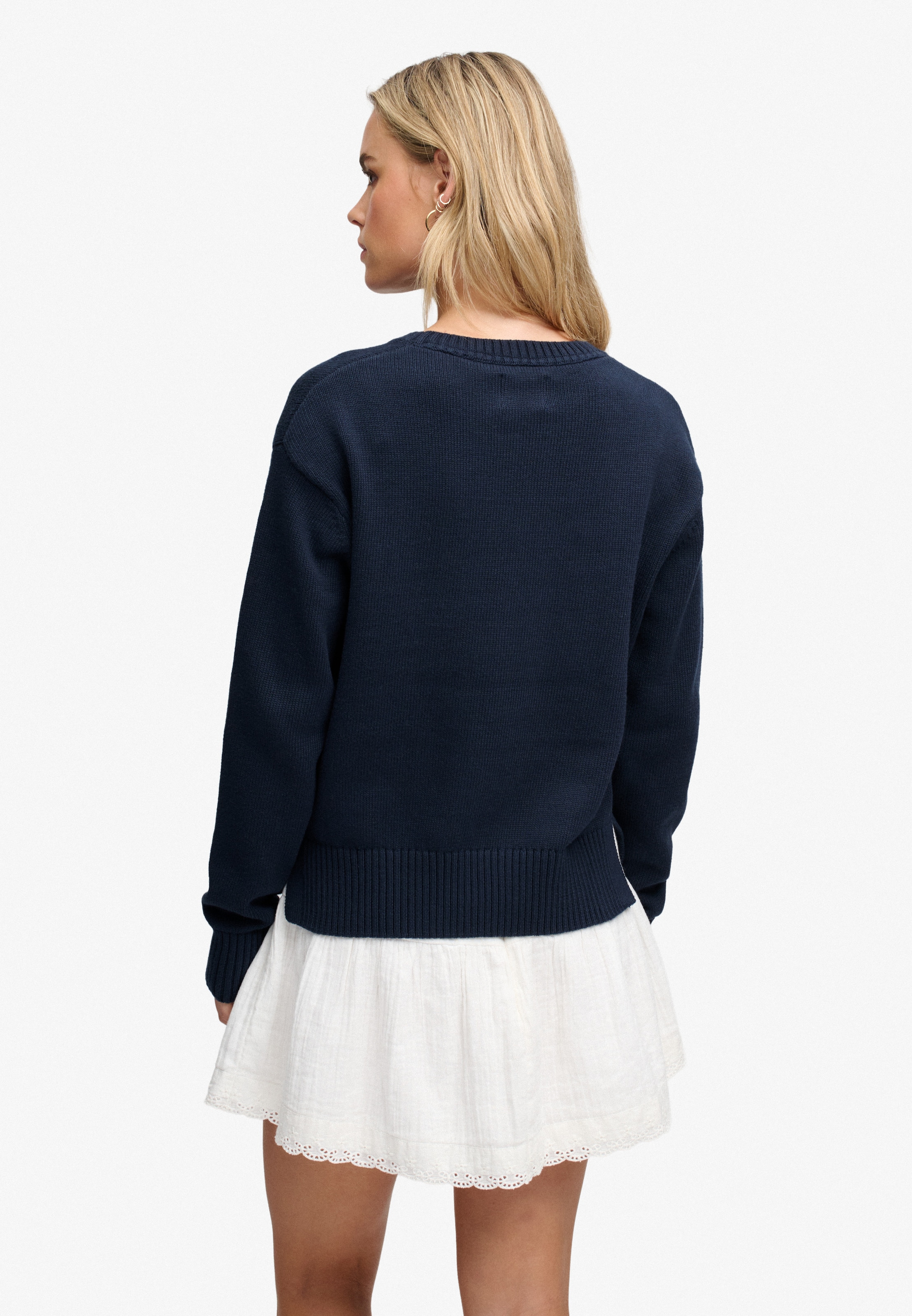 Superdry Pull en tricot »HERITAGE GRAPHIC JUMPER« coton, avec broderie de haute qualité