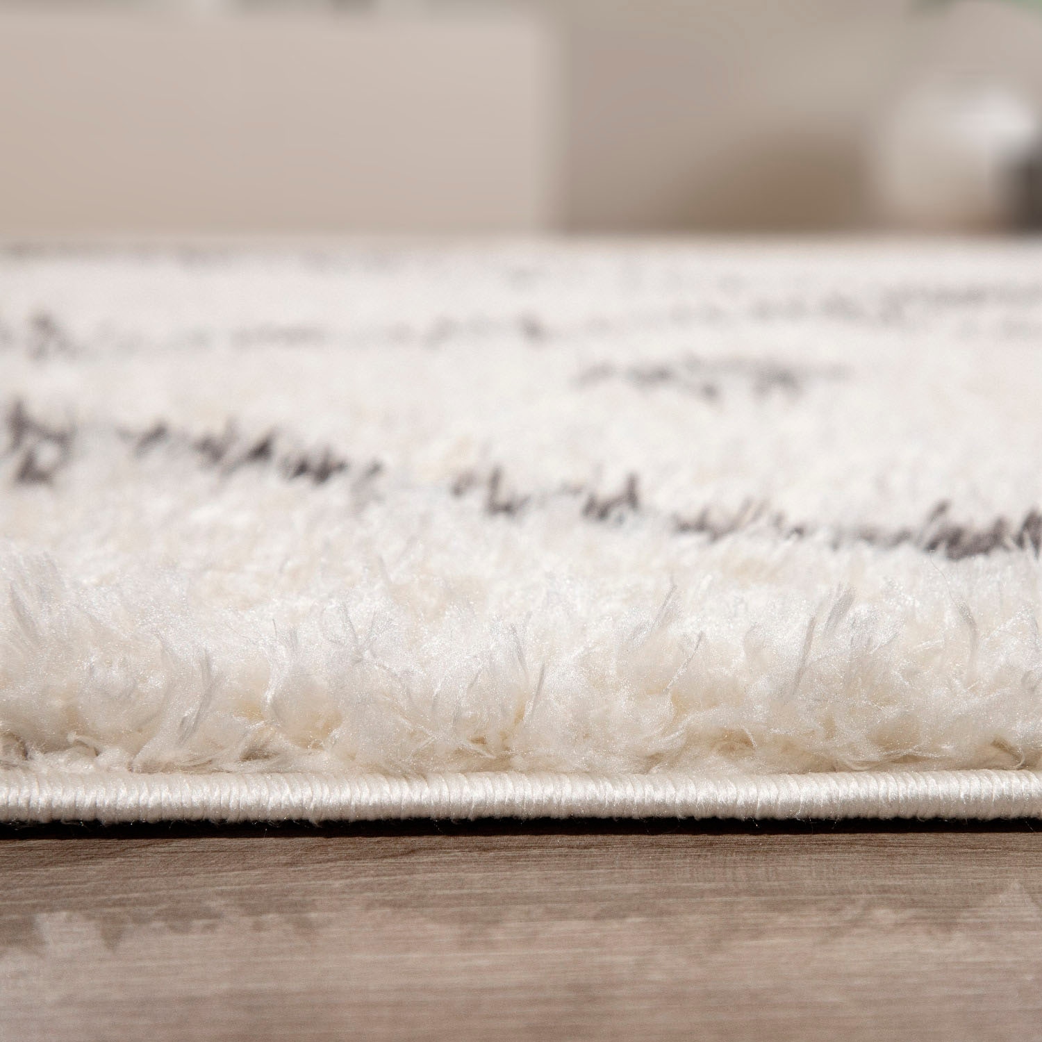 Paco Home Tapis à poils longs »Orebro 171« Rectangulaire 44 mm Höhe modernes Rauten Muster, besonders weich & kuschelig, mit Fransen