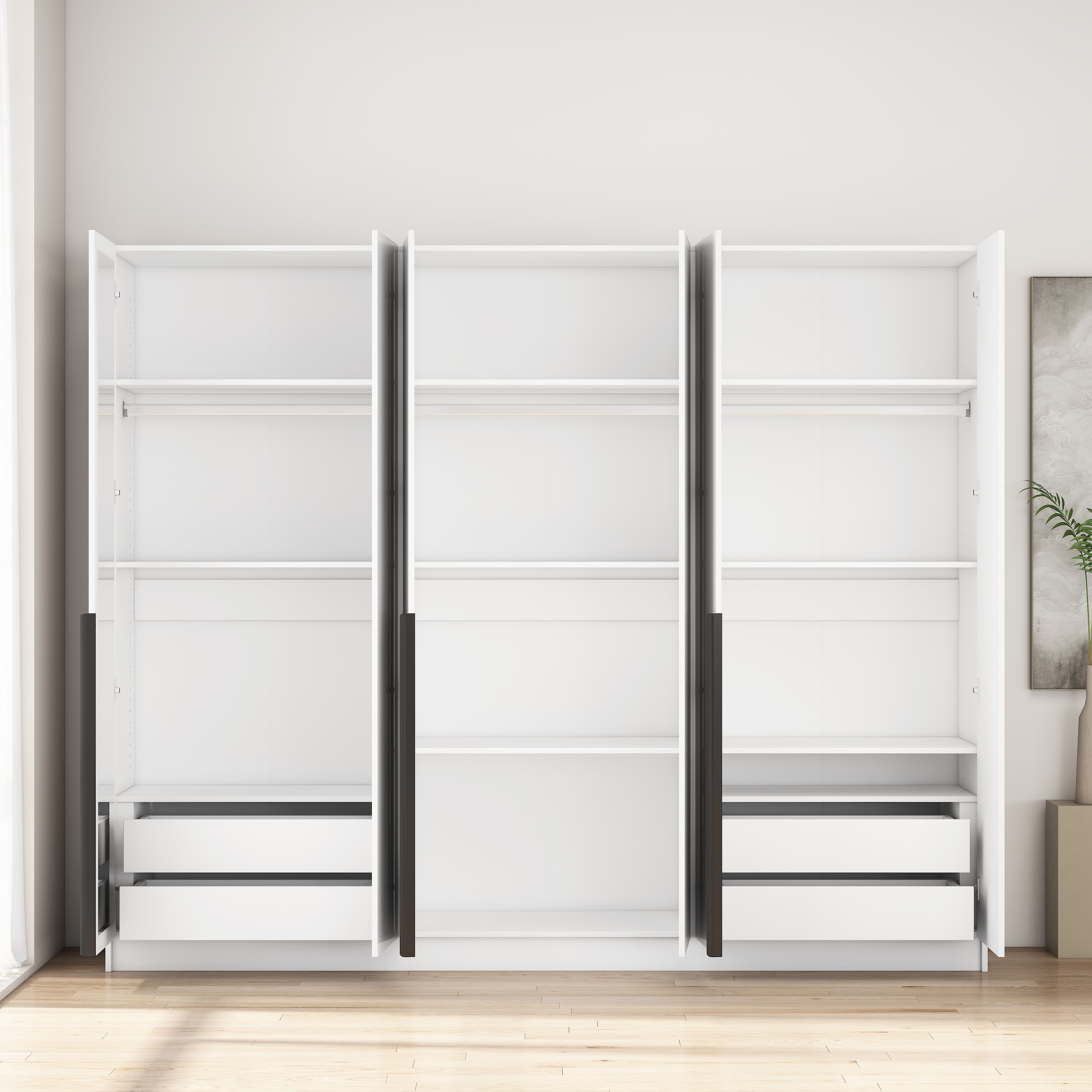 GOODproduct Kleiderschrank »Annor Schlafzimmerschrank Breite 242cm hochglanz Schrank Garderobe« Drehtürenschrank mit perfekter Innenausstattung - elegante Türgriffe