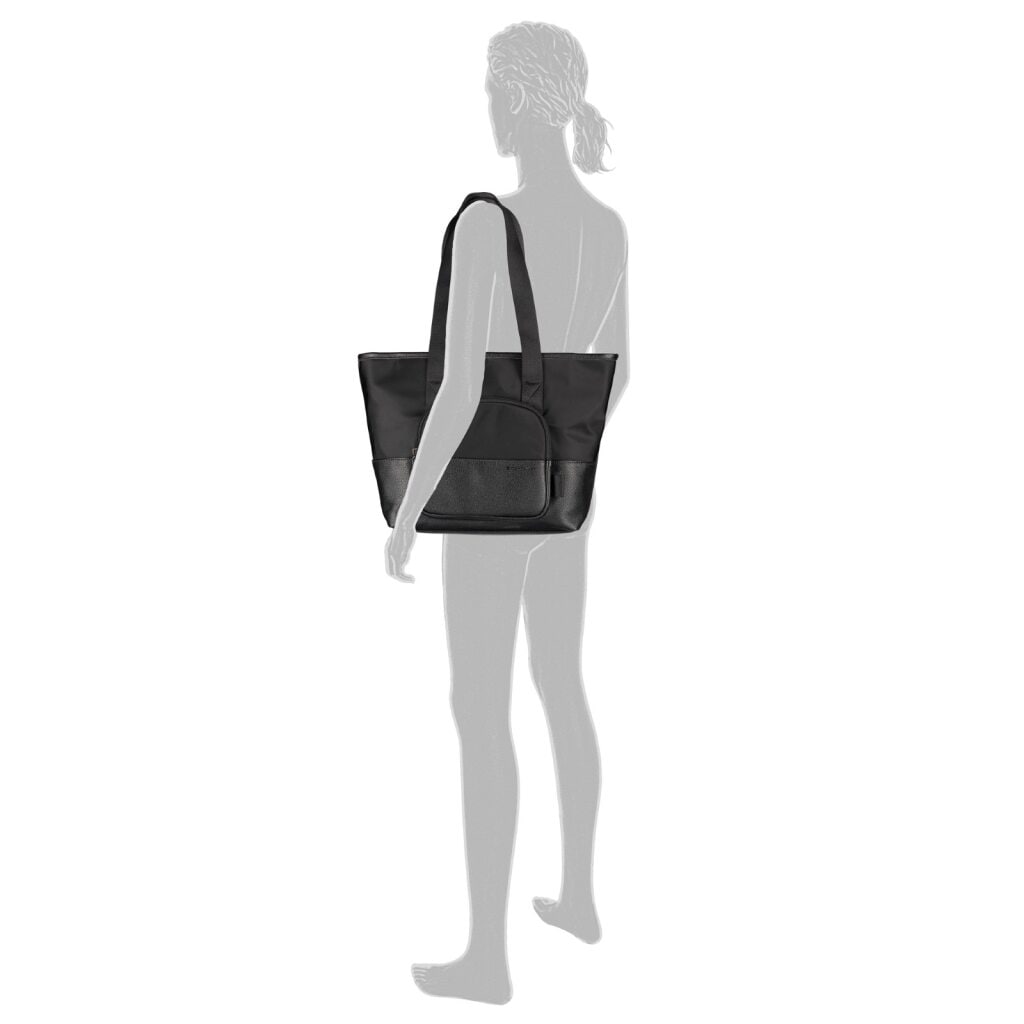 TOM TAILOR Shopper »Viene« similicuir finement grainé rencontre nylon léger avec logo fin