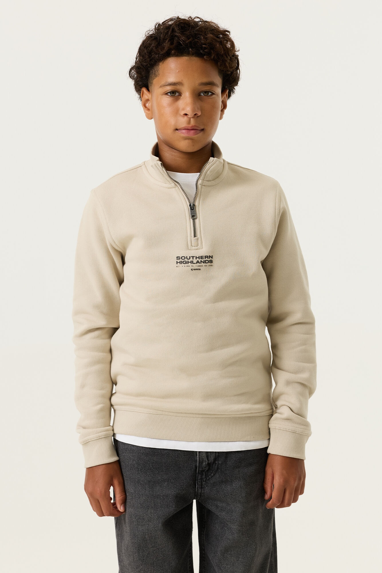 Garcia Sweat-shirt , pour garçons, avec fermeture éclair et col montant
