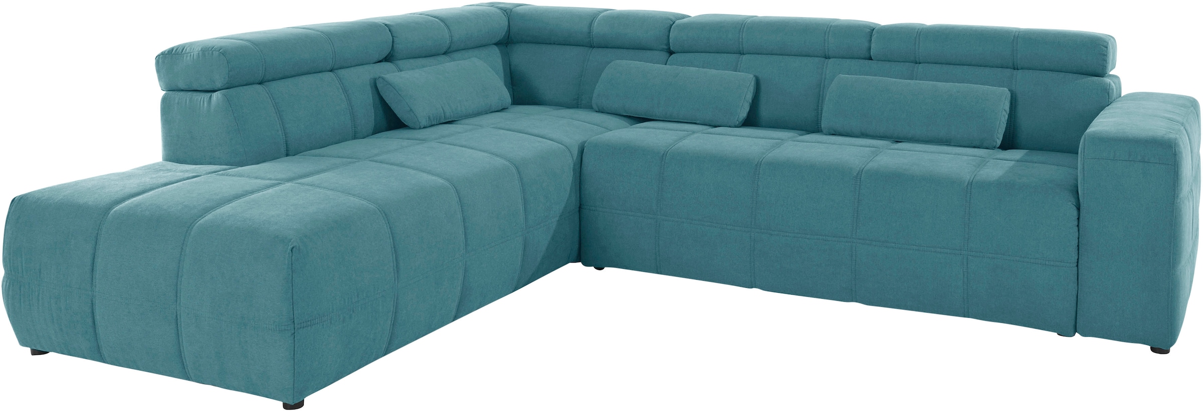 DOMO collection Ecksofa »Brandon L-Form, auch in Leder« inklusive Kopfteilverstellung, wahlweise mit Sitztiefenverstellung,