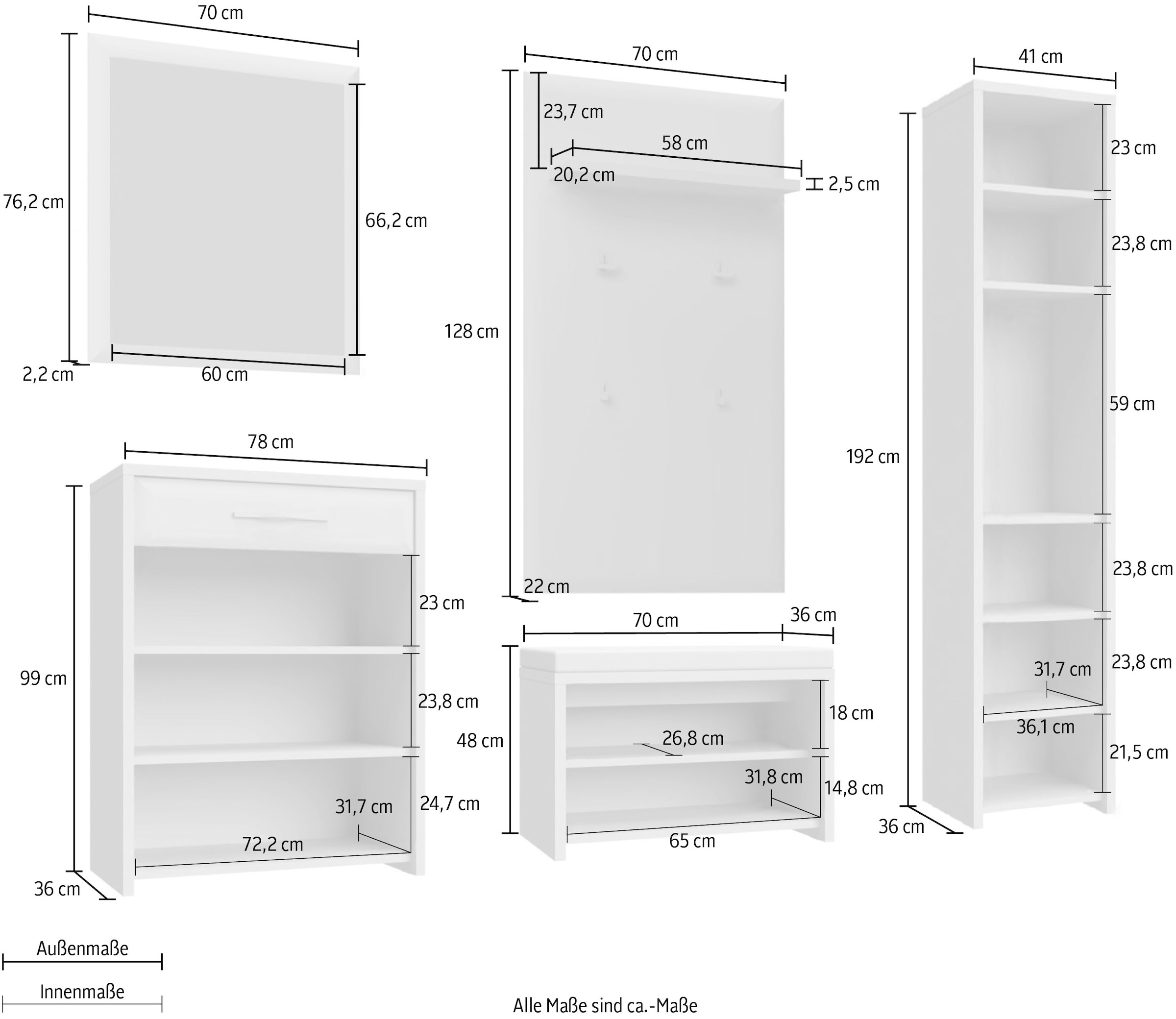 GOODproduct Garderoben-Set »Gala« Set, 5 Stk. tlg.