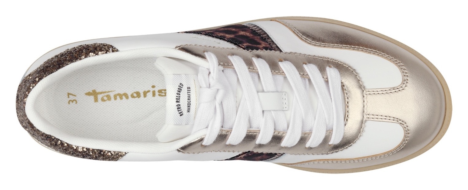 Tamaris Baskets à plateforme  , Freizeitschuh, Halbschuh, Schnürschuh mit Glitter an der Ferse
