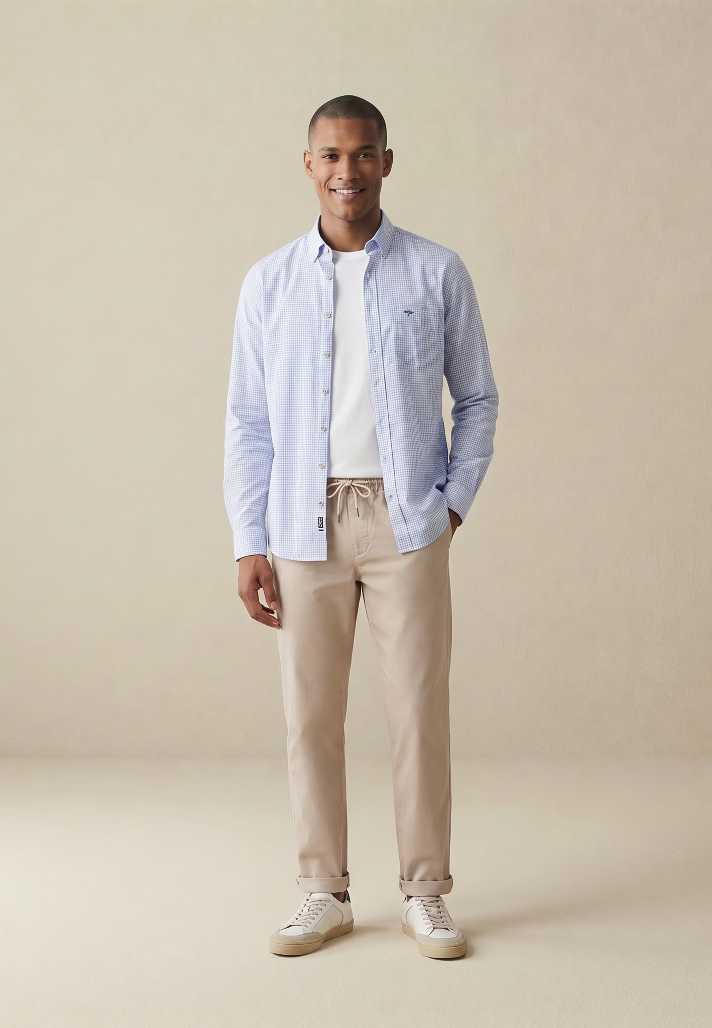FYNCH-HATTON Chemise à manches longues coupe confortable, en pur coton, avec poche poitrine