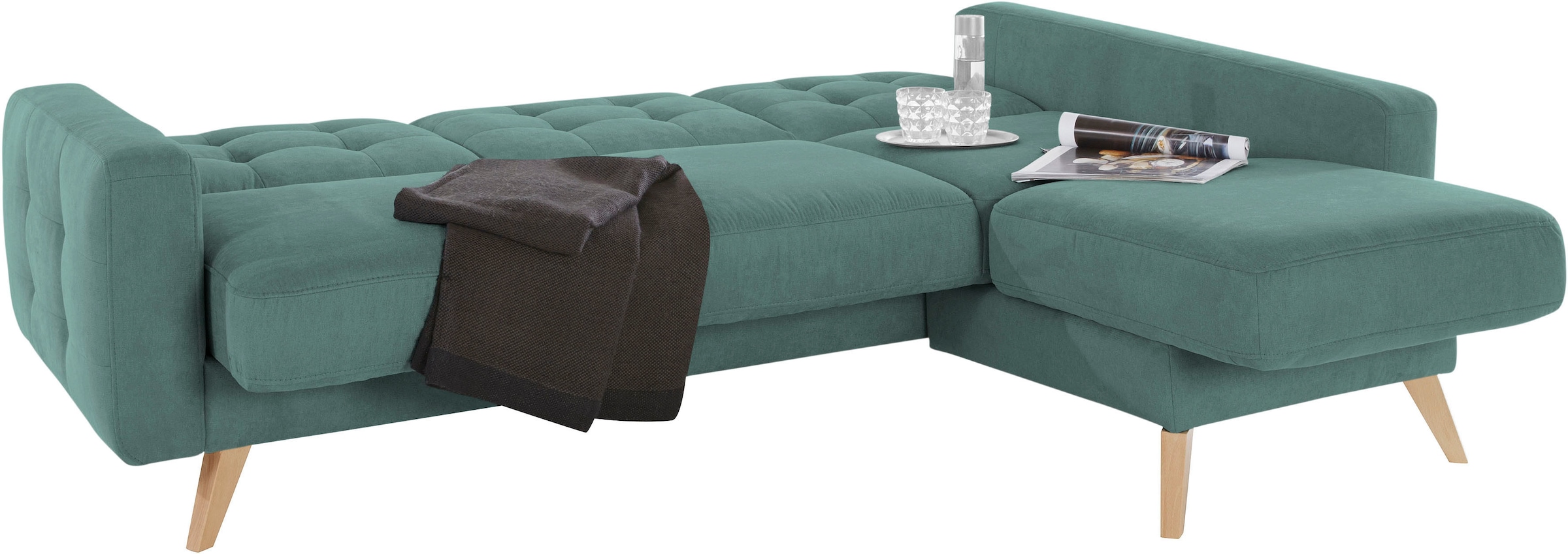 exxpo - sofa fashion Ecksofa »Nappa, kompakt und komfortabel, bequem, zeitloses Design, L-Form« tolle Detailverarbeitung, inkl. Bettfunktion und Bettkasten