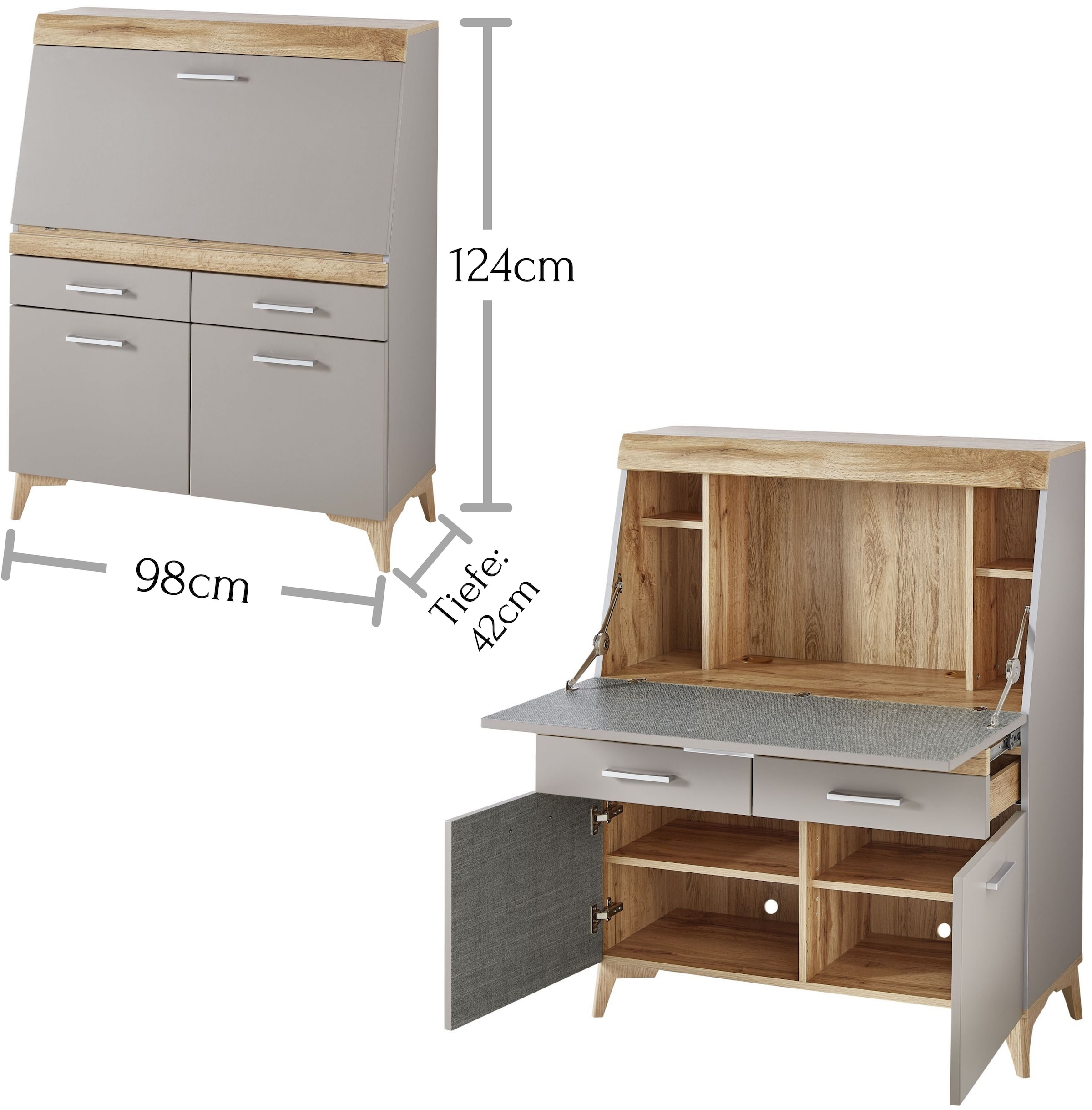 Innostyle Sekretär »SECRET« Stauraumschrank, mit Monitor-/Laptopfach, Soft-Close, Breite 98 cm