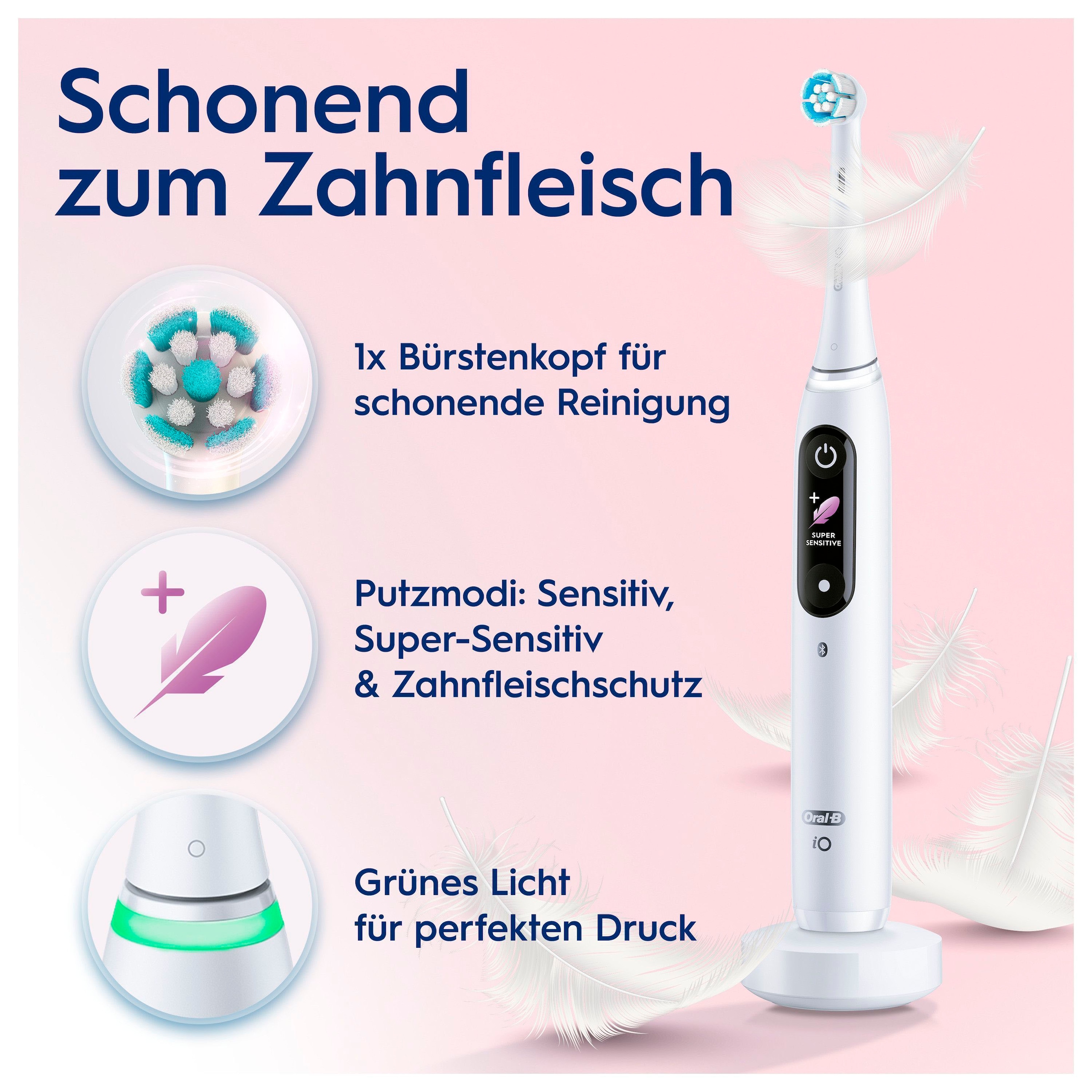 Oral-B Elektrische Zahnbürste »iO 8« 2 Stk. Aufsteckbürsten mit Magnet-Technologie, 6 Putzmodi, Farbdisplay & Reiseetui