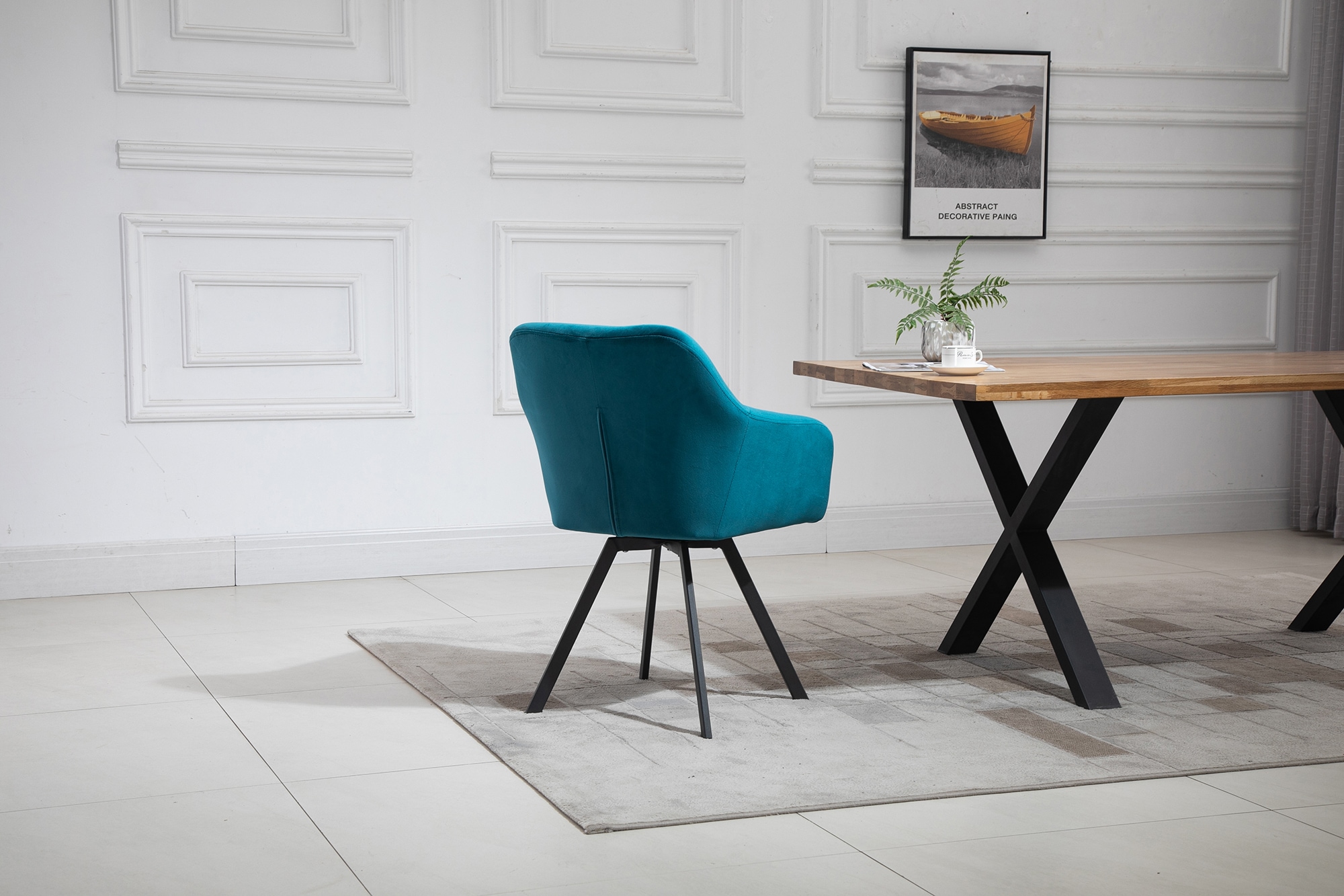 SalesFever Essgruppe »Stilvolle Essgruppe« Set, 5 Stk. tlg. 5-teilige Sitzgruppe mit 360° Drehplatte und echter Baumkante