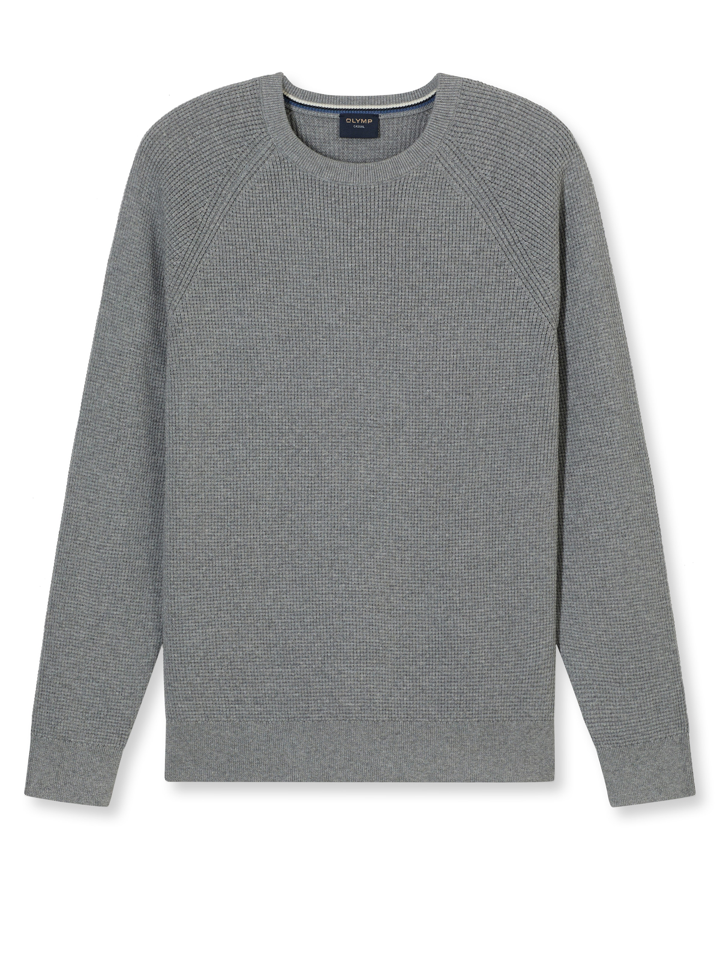 OLYMP Rundhalspullover »Waffle Structure« Rundhals, casual, unifarben, regular fit