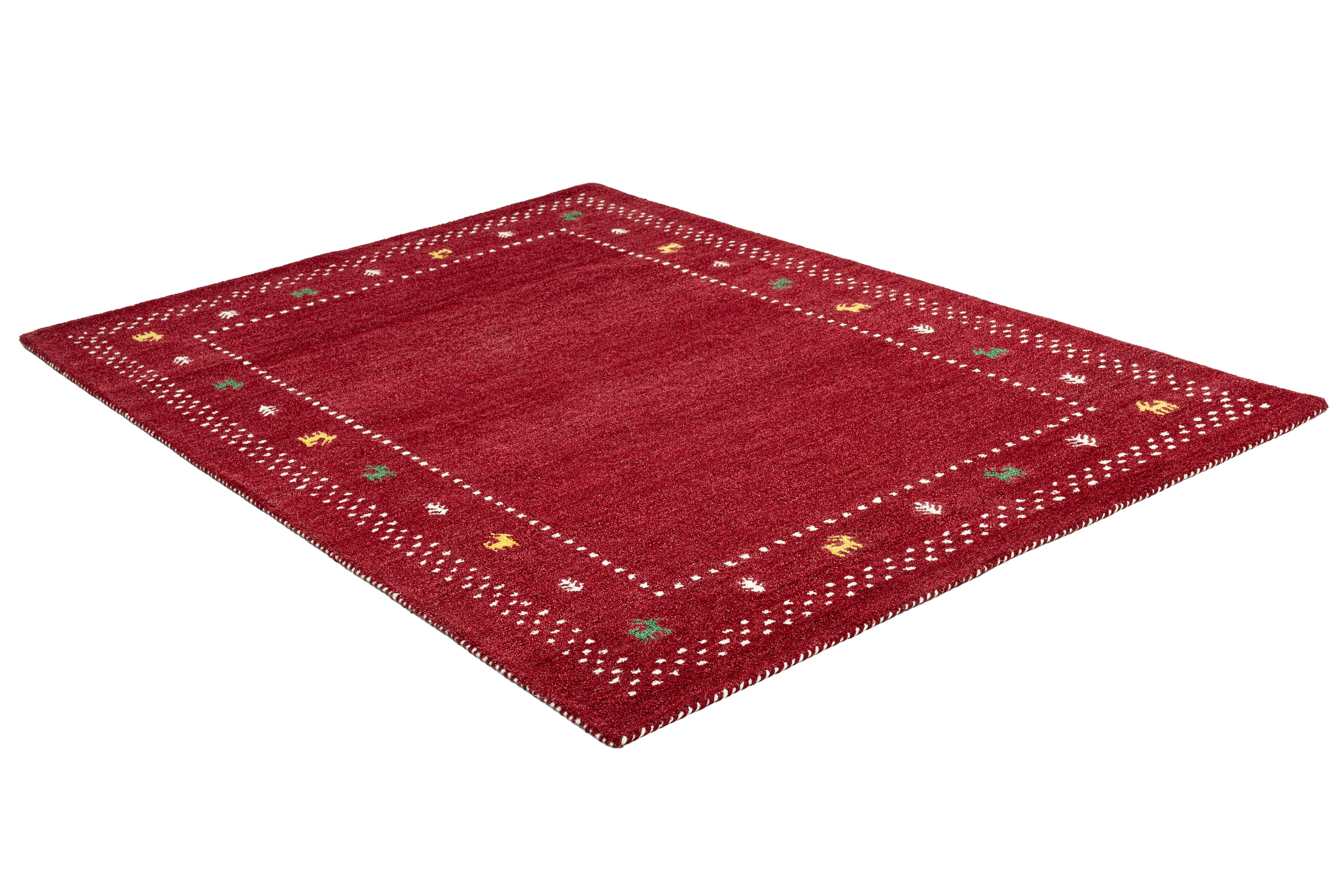 THEKO Wollteppich »Gabbeh Bordüre, Handgefertigt, Teppich, Tiermotiv, reine Wolle« rechteckig 14 mm Höhe Wohnzimmer, Schlafzimmer, Esszimmer
