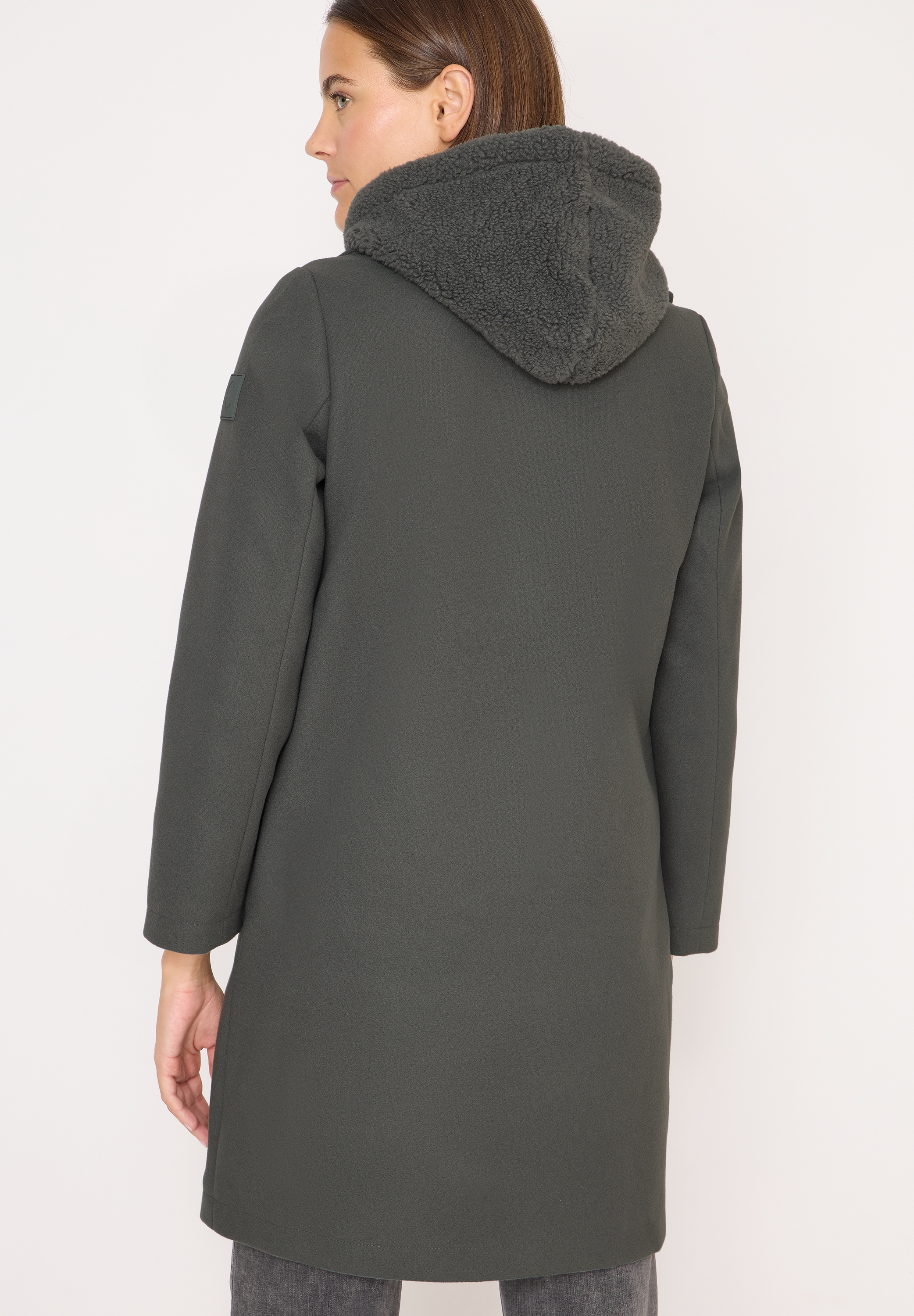 Cecil Manteau d'hiver , Reversmantel mit zwei Knöpfen und Kapuze, Fake Wolle
