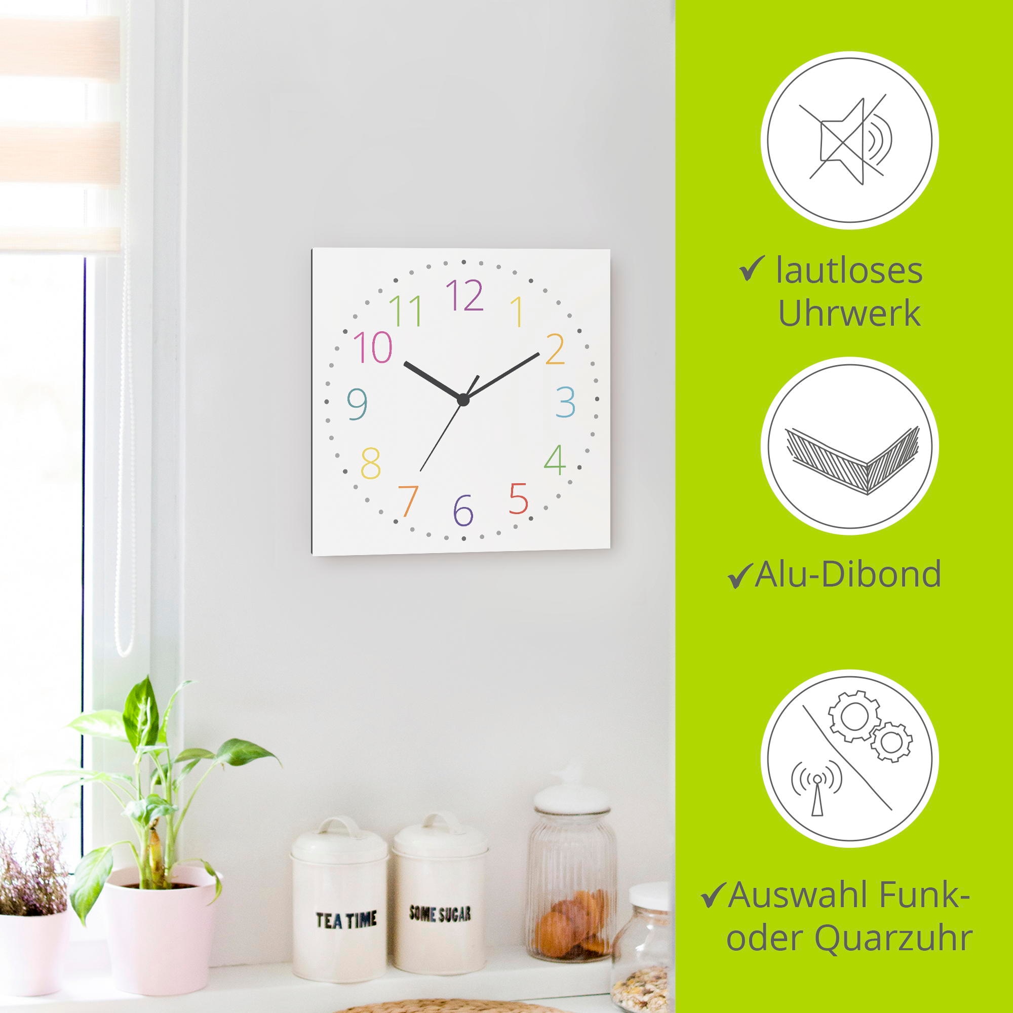 Artland Horloge murale »Modernes Ziffernblatt« wahlweise mit Quarz- oder Funkuhrwerk, lautlos ohne Tickgeräusche