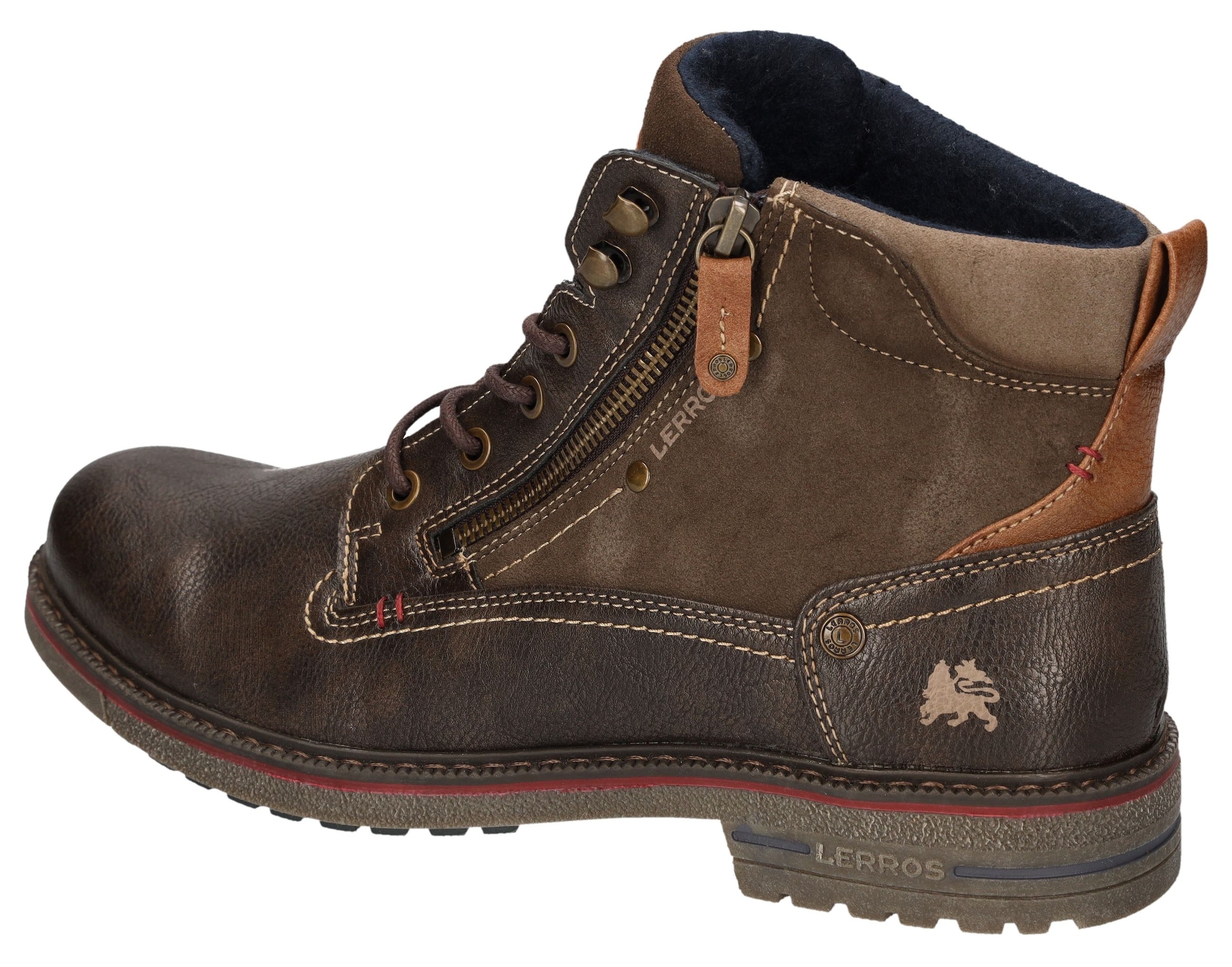 LERROS Bottines à lacets  bottines à lacets, avec fermeture éclair latérale