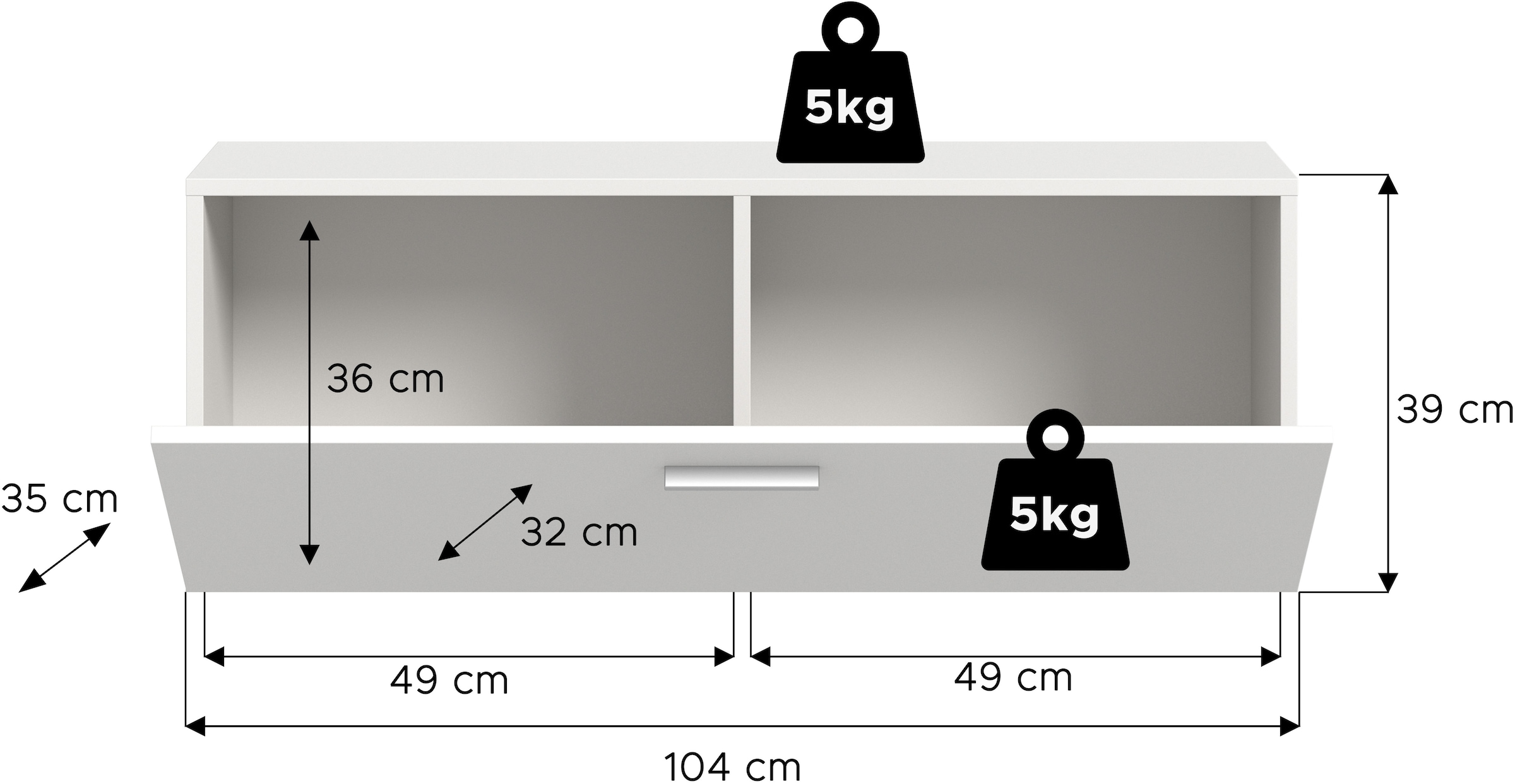 INOSIGN Hängeschrank 1 Stk. tlg. Lumo, Garderobenschrank Breite 52 cm, 1 Klappe, 2 Fächer, Flur, Diele