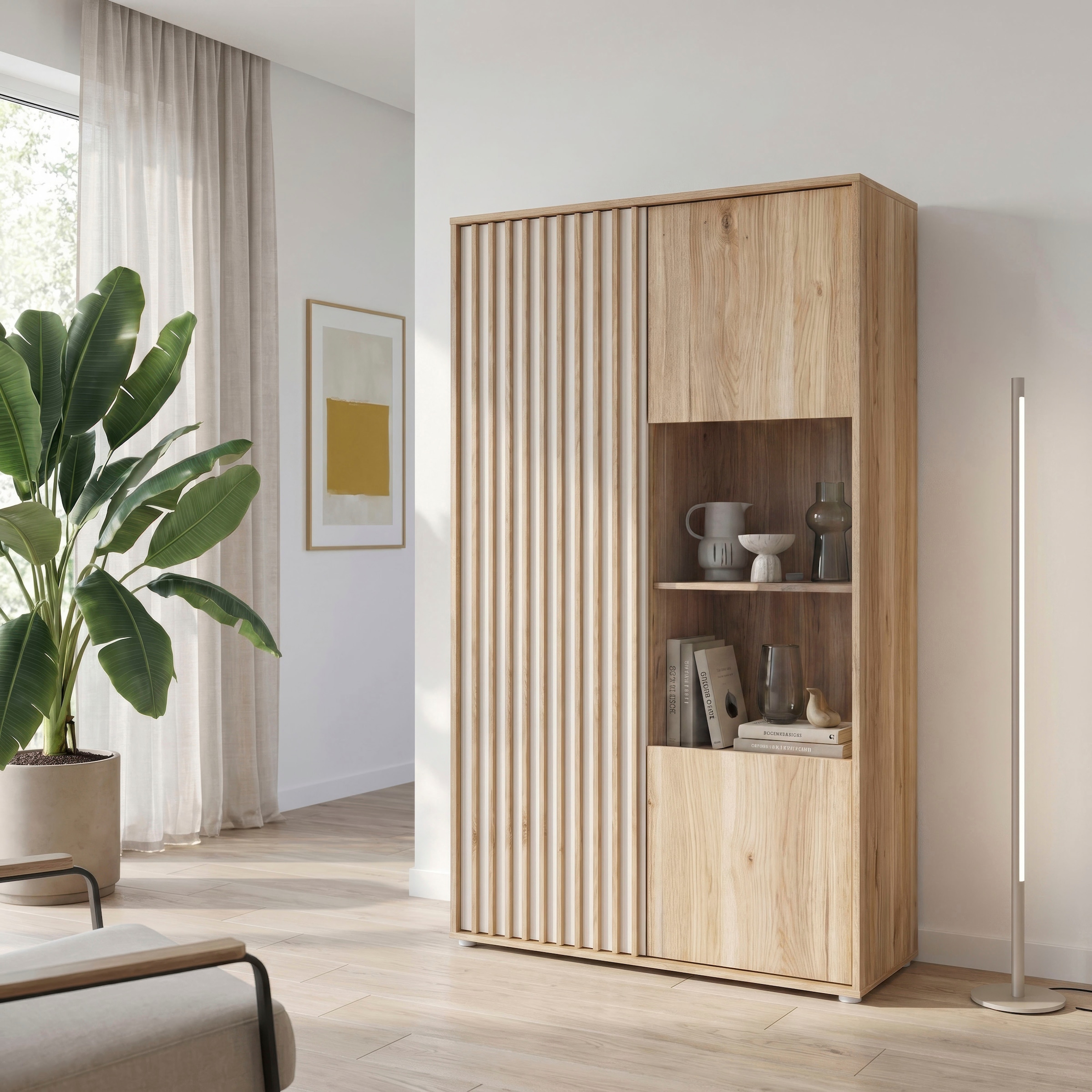FORTE Highboard »Forte Arank Highboard, Glastüre, Beleuchtung optional bestellbar«