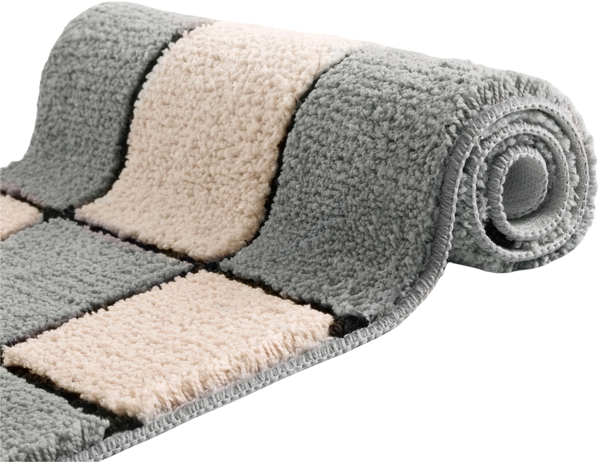 my home Badematte »Melli« Höhe 16 mm rutschhemmend beschichtet fussbodenheizungsgeeignet Badteppich, mit Muster, karierte Badematte