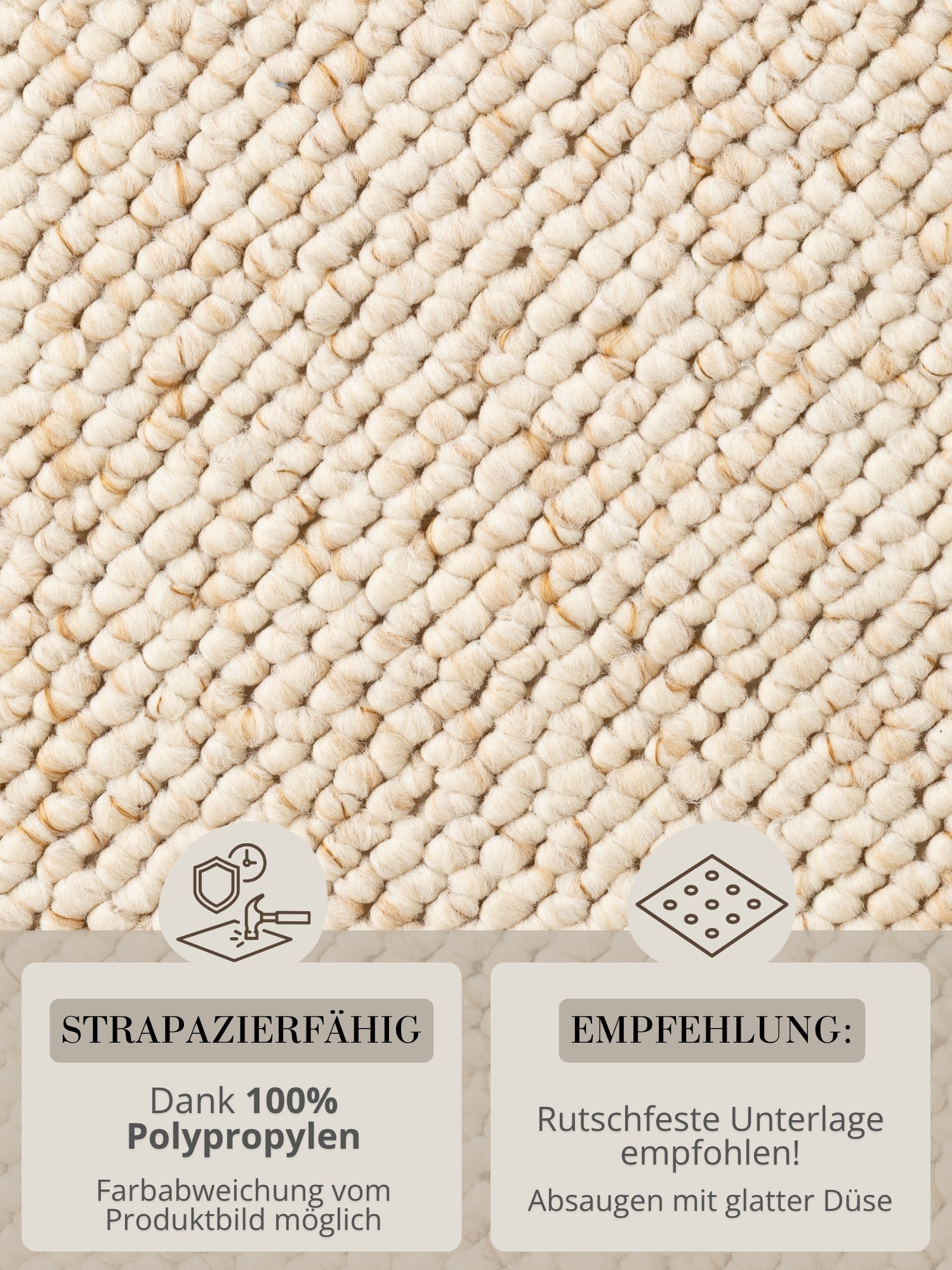 HANSE Home Teppich »Wolly 2« rund 12 mm Höhe Flachgewebe, Skandi, Woll-Optik, Esszimmer, Wohnzimmer, Flur