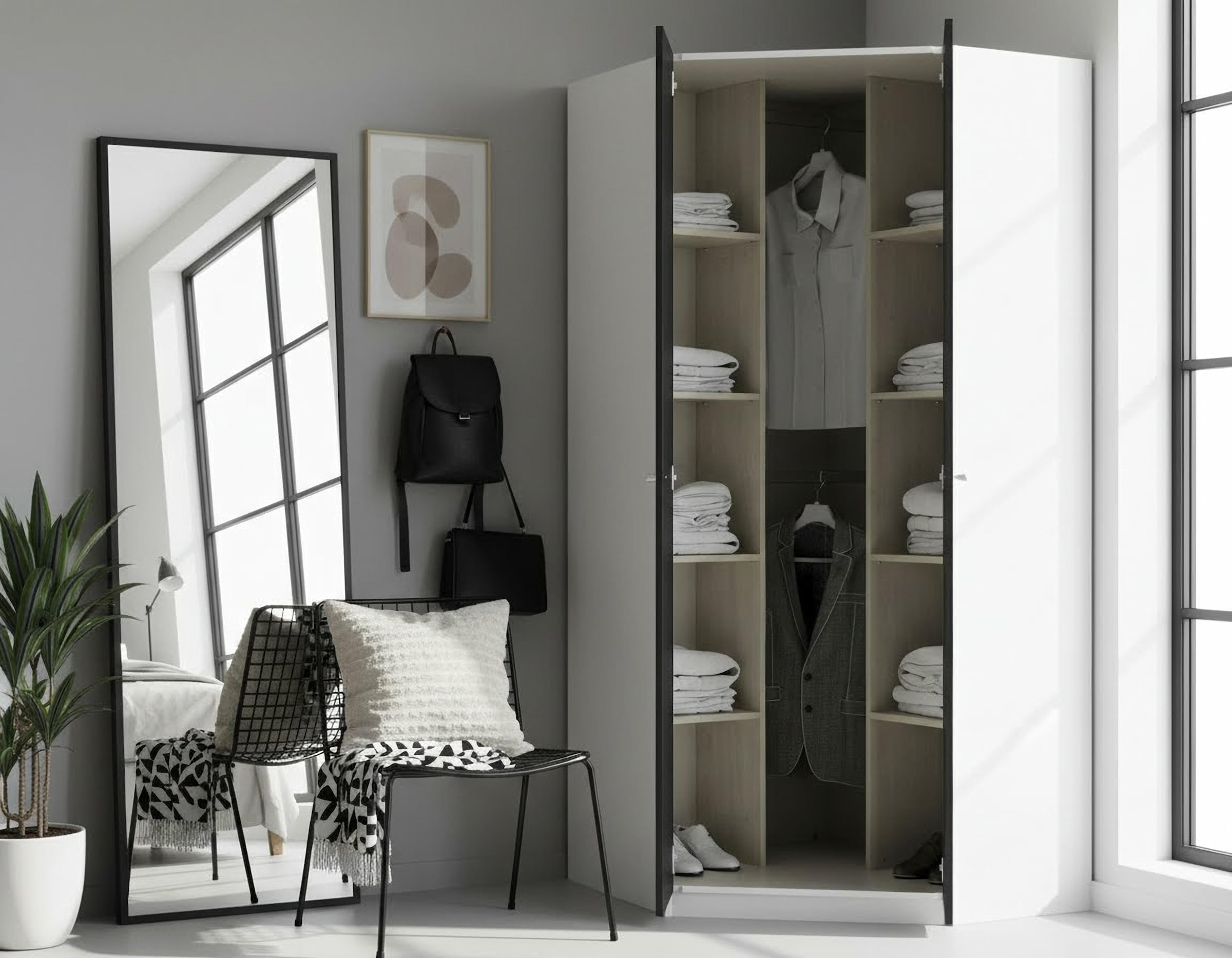 priess Eckkleiderschrank »Barcelona Kleiderschrank Ecklösung Raumwunder« in 2 Tiefen Schrank Eckschrank Garderobe