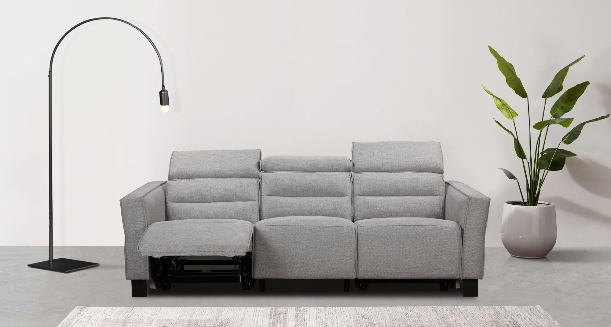 GOODproduct 3-Sitzer »Carpari Webstoff, 224 cm, man./elektr. Relaxfunktion« (USB A/C), sowie Kopfteilverstellung