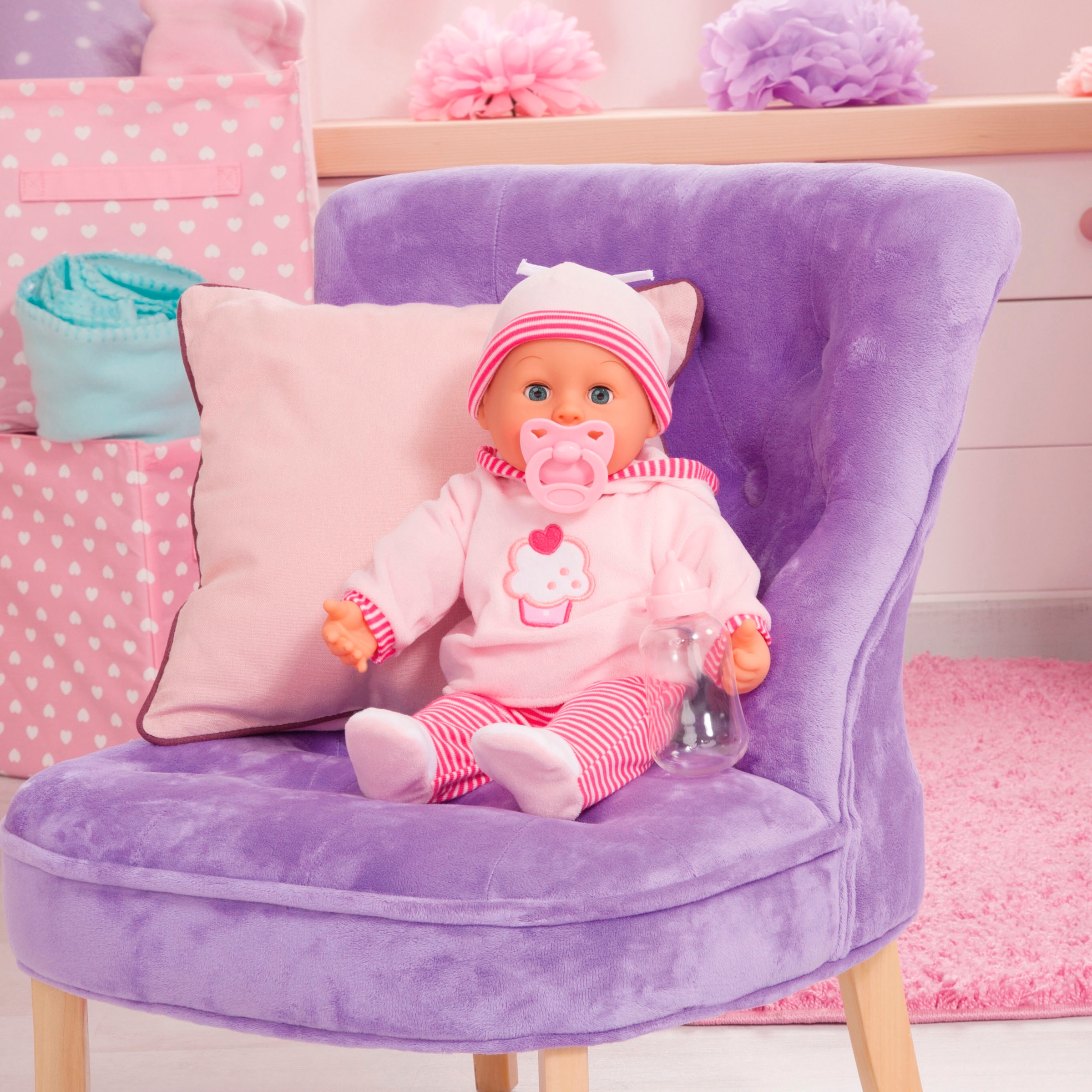 Bayer Poupée bébé »First Words Baby, 38 cm rosa/pink« mit Schlafaugen und Babygeräuschen