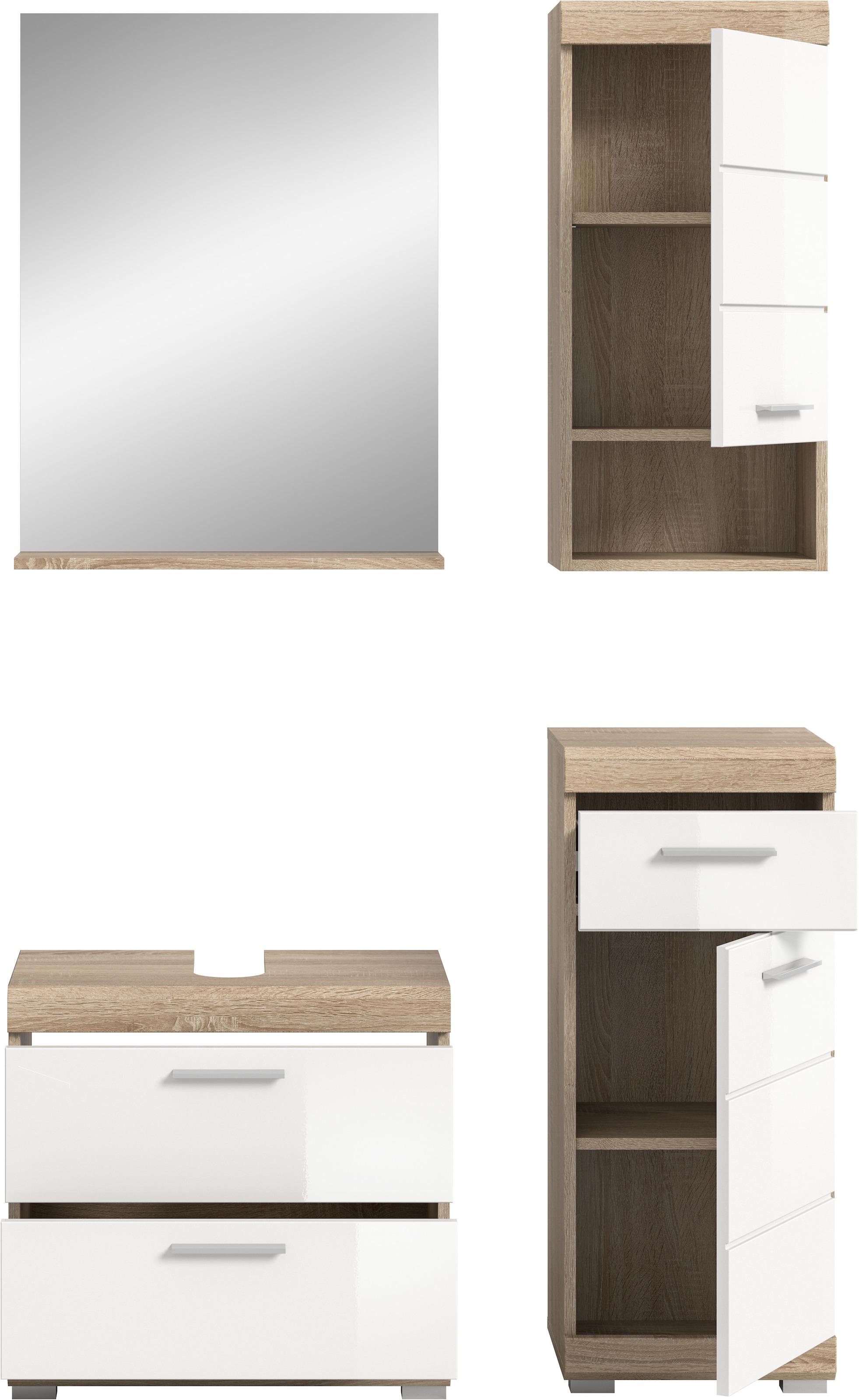 welltime Badmöbel-Set »Siena, 4 teilig, bestehend aus:« Set, TOPSELLER!, 3 Stk. tlg.